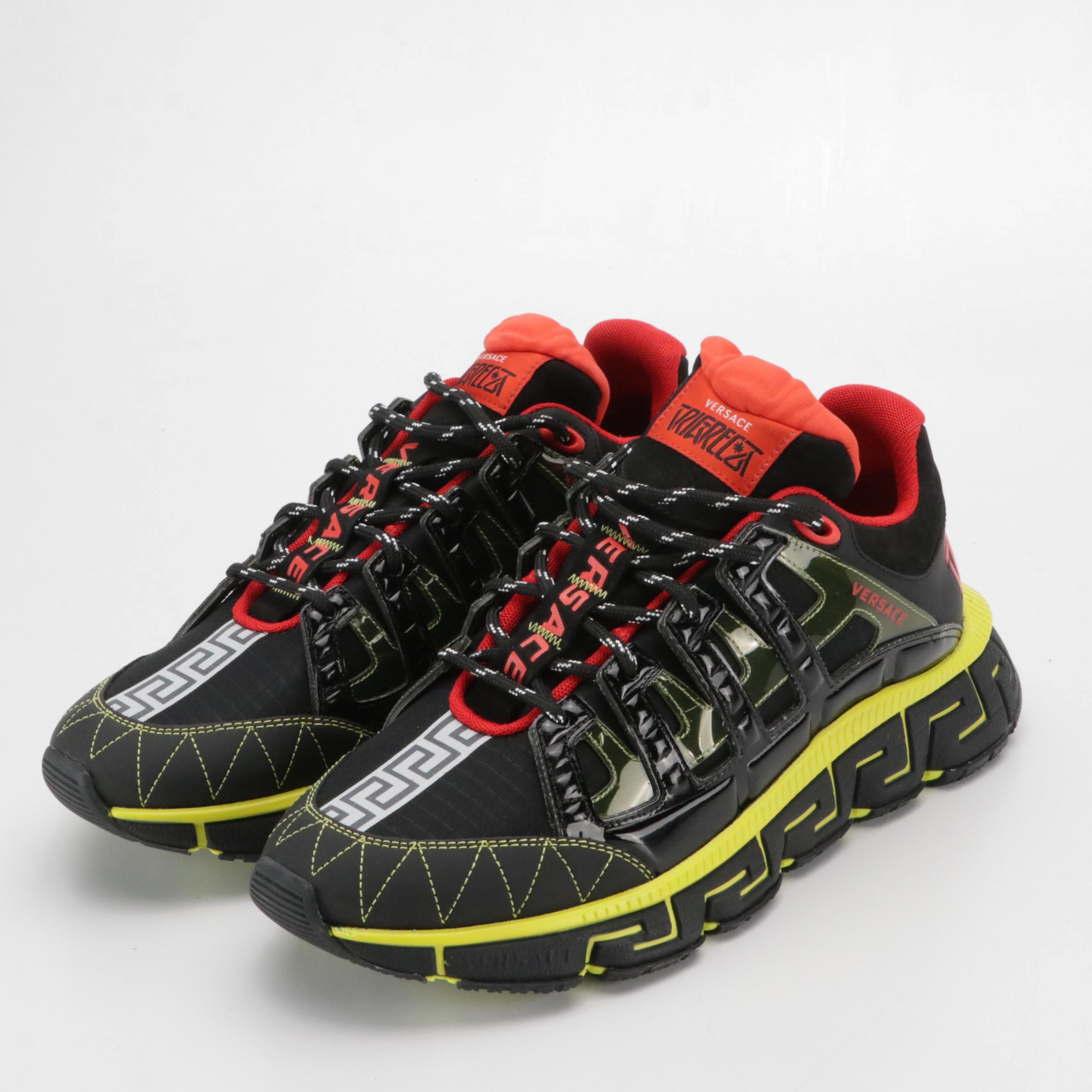 Men's Versace Trigreca Black Yellow Sneakers with Box