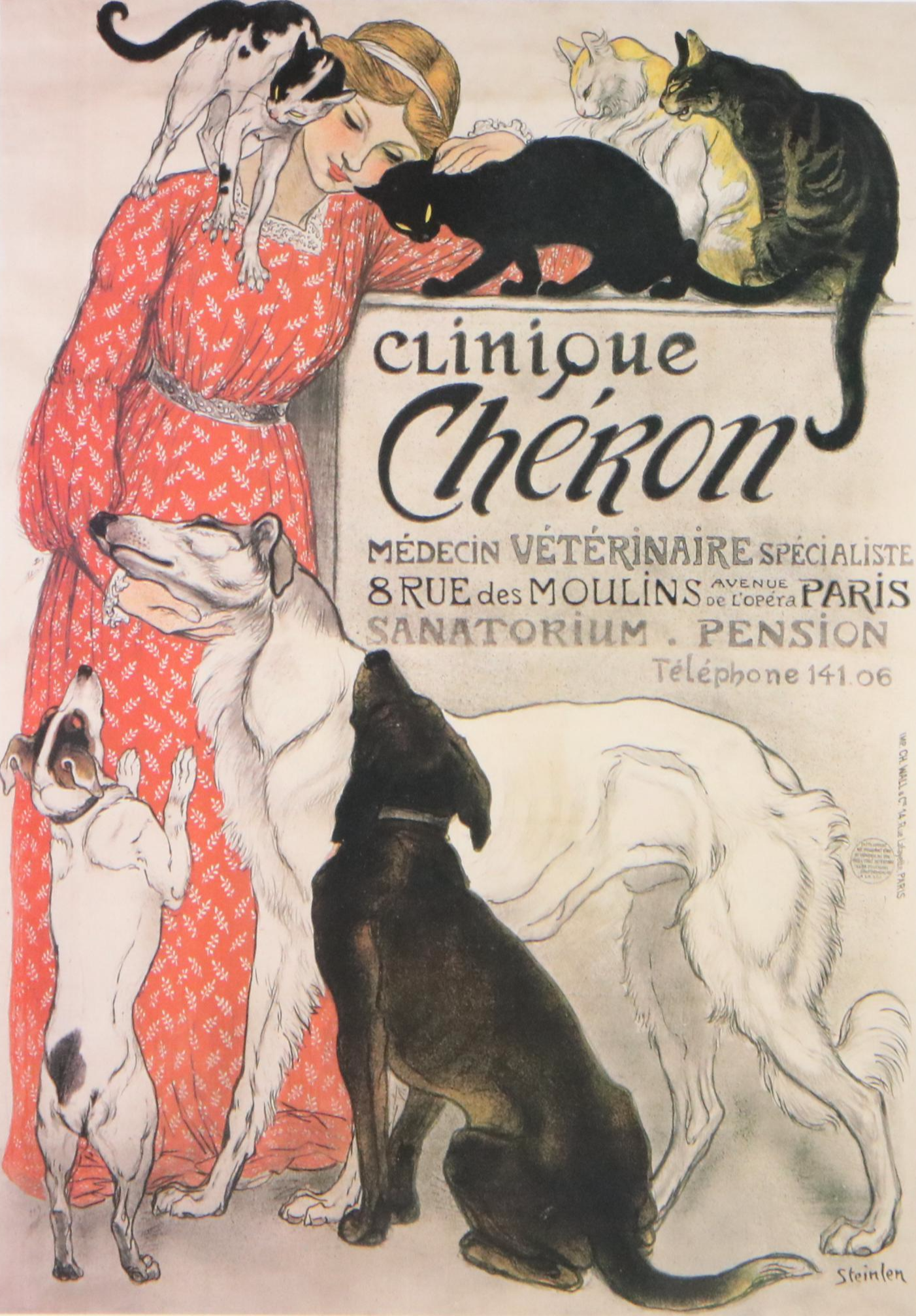 After Théophile Steinlen Offset Lithograph Vintage Ads, Mid to Late 20th Century