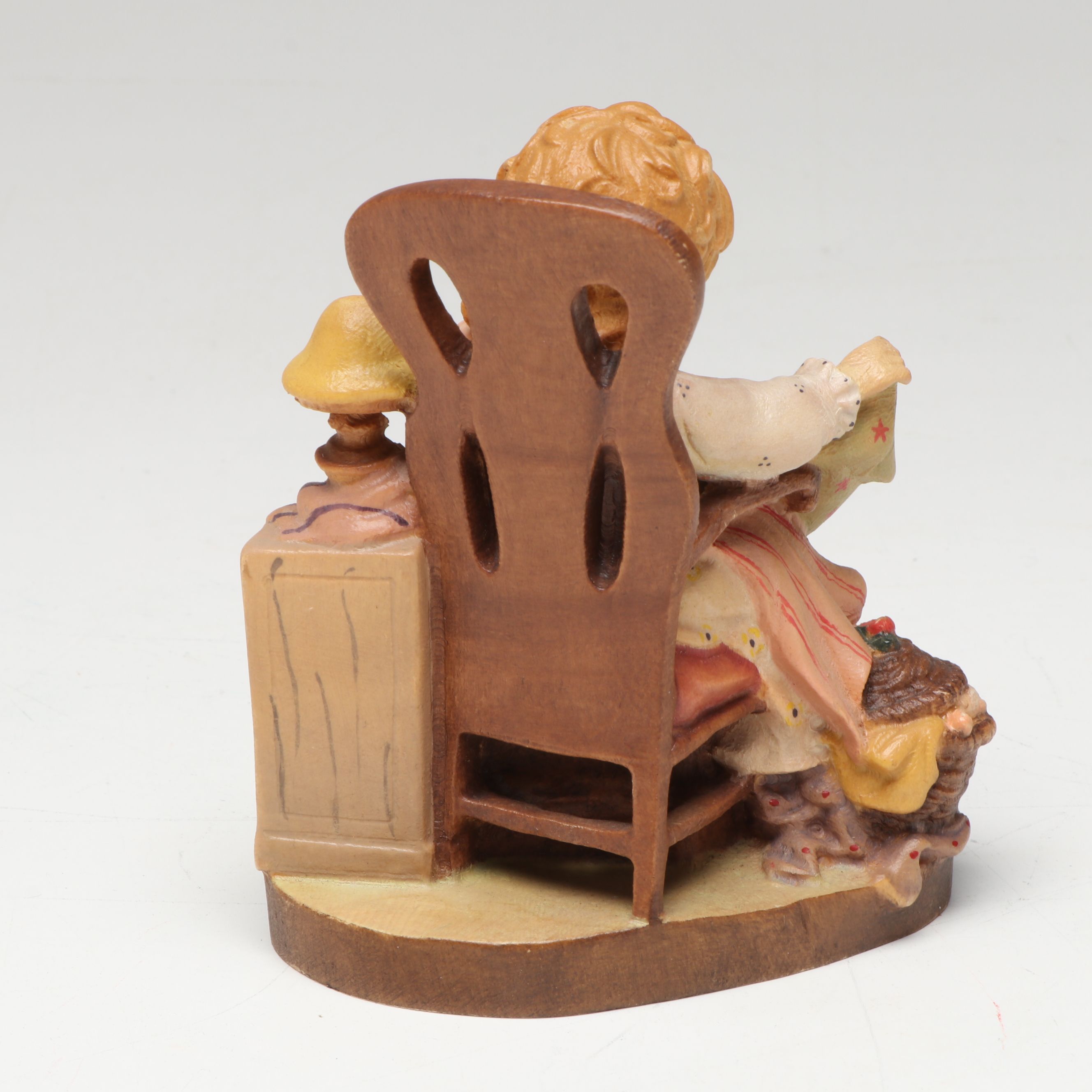 Lisi Martin Wood Girl in Chair with Italian Capodimonte Children