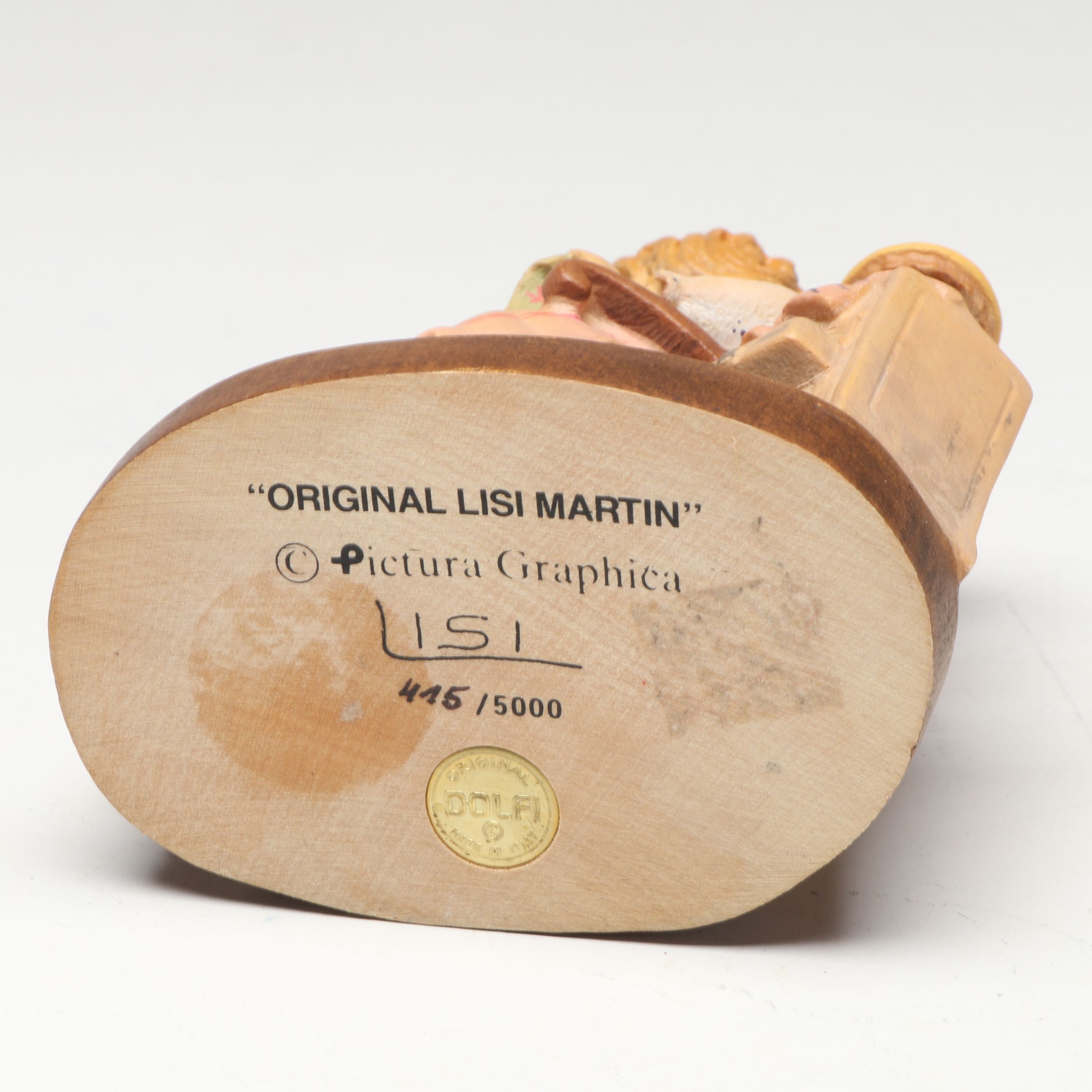 Lisi Martin Wood Girl in Chair with Italian Capodimonte Children