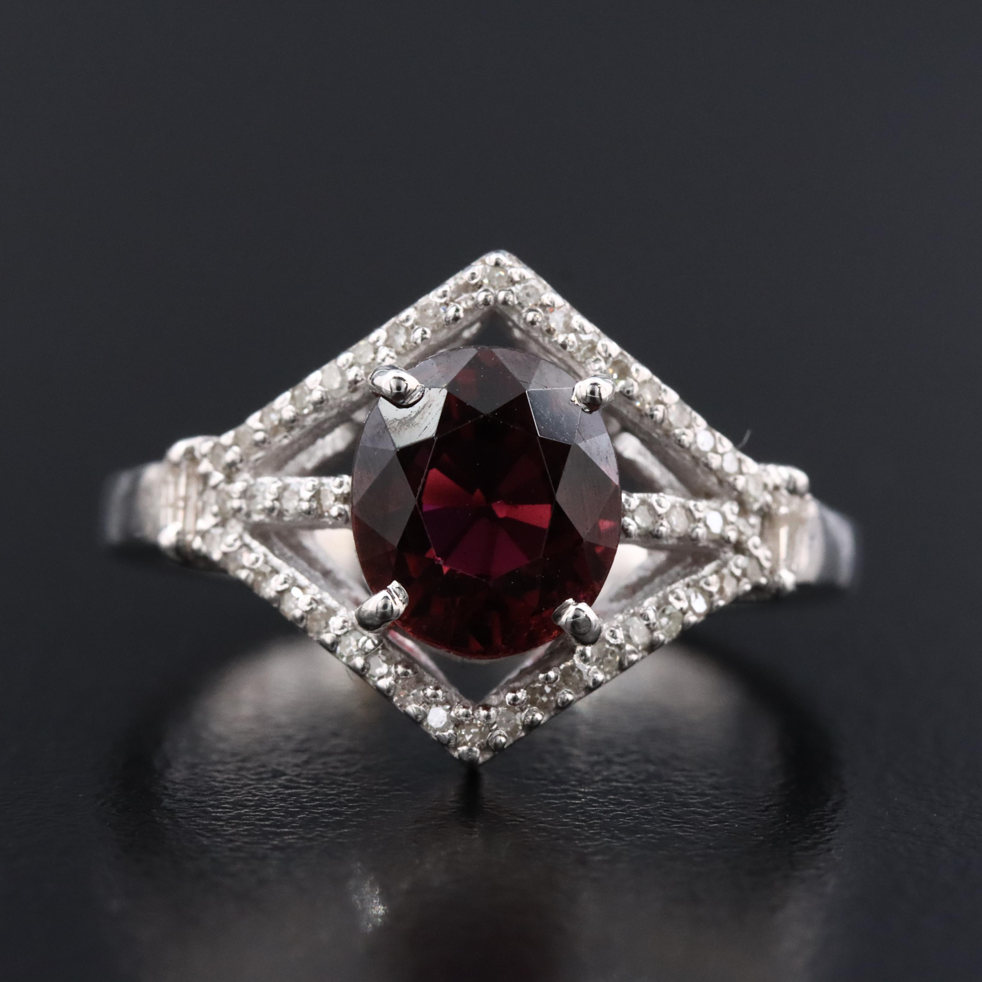 Sterling Tourmaline and Diamond Ring