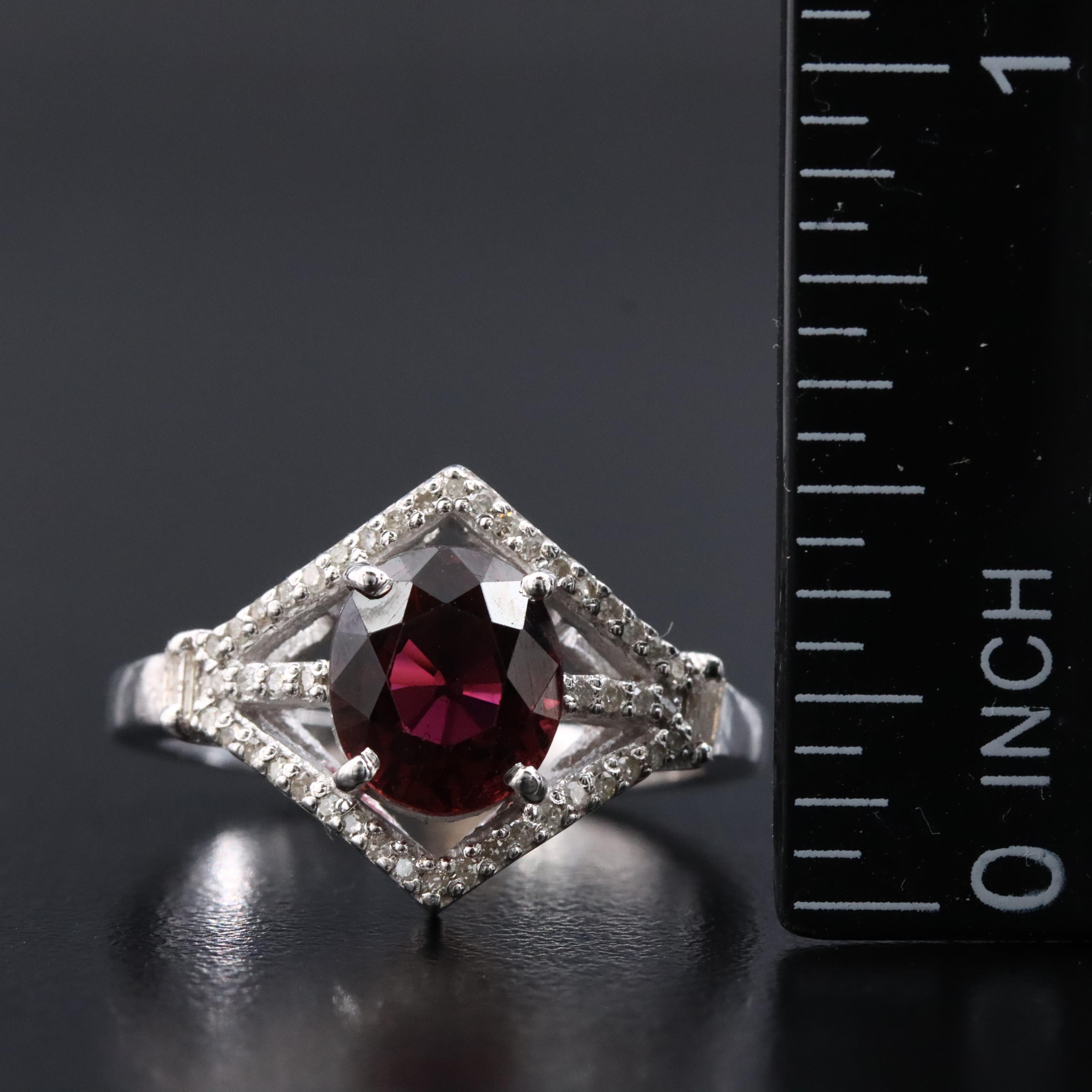 Sterling Tourmaline and Diamond Ring