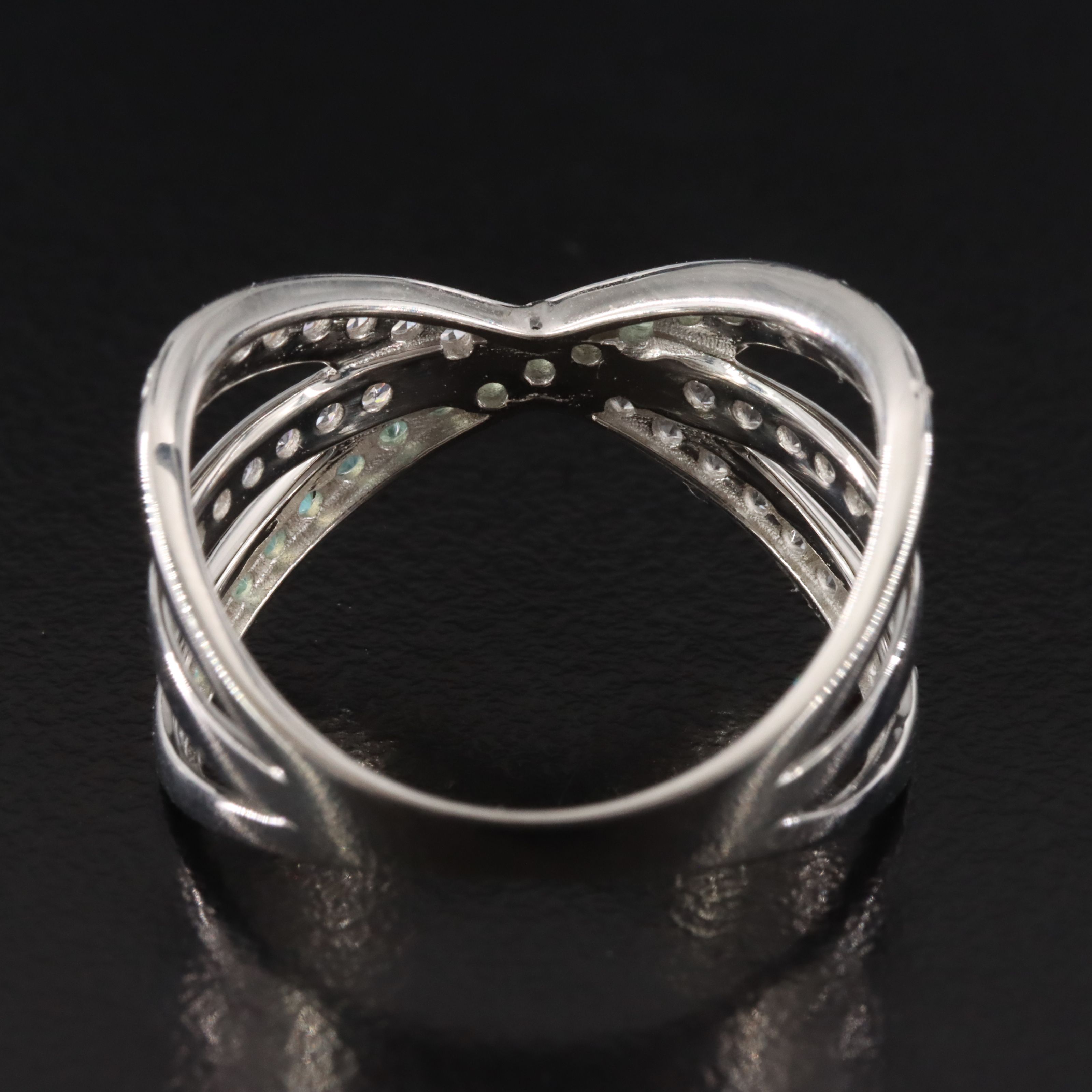 10K Alexandrite and White Zircon Crossover Ring