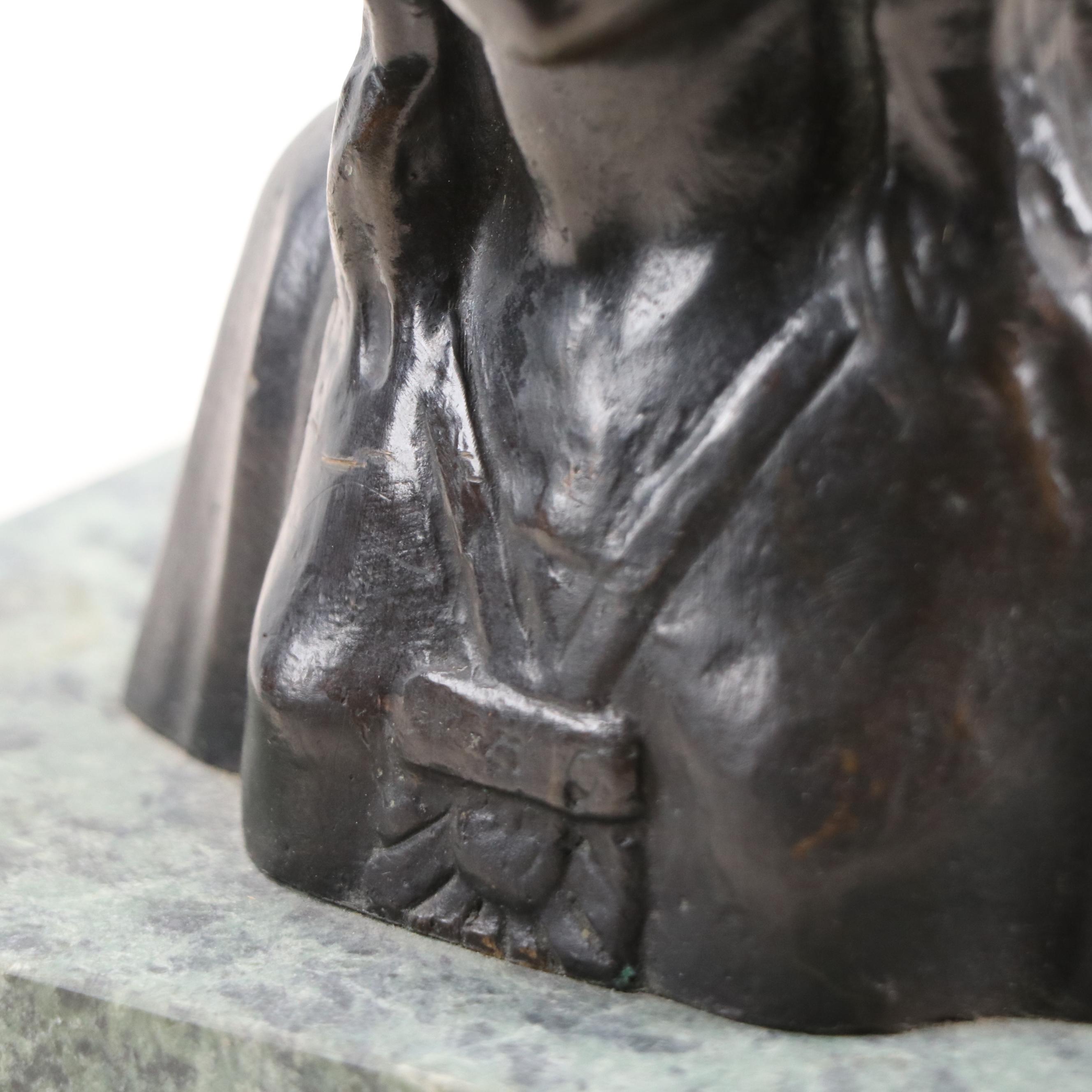 James Earle Fraser Patinated Cast Bronze Bust of Native American Girl, 1924