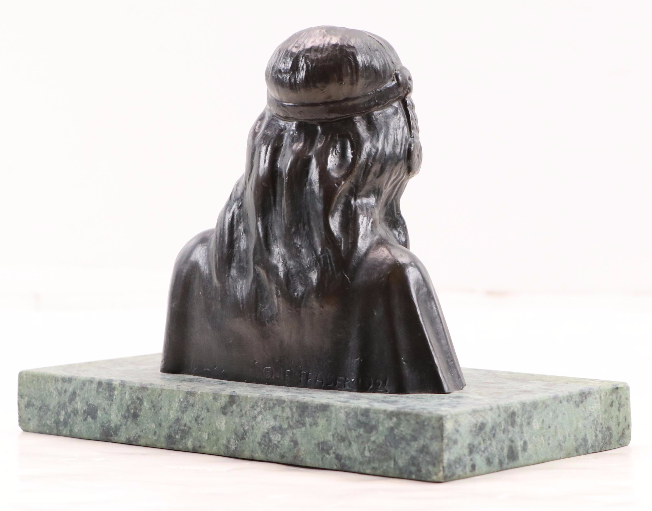 James Earle Fraser Patinated Cast Bronze Bust of Native American Girl, 1924