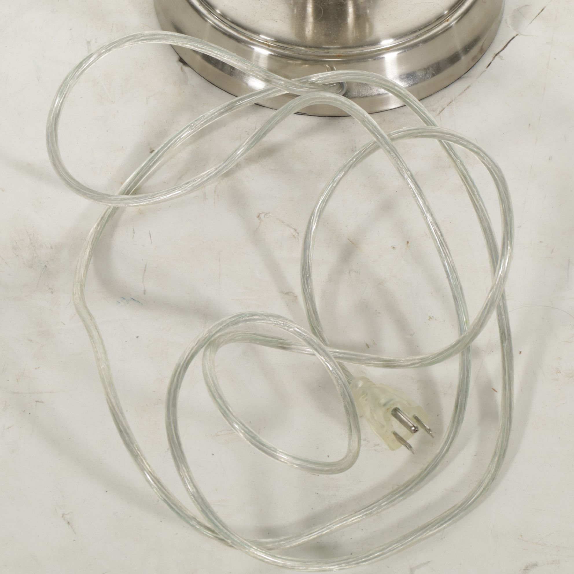 Mercury Glass Pillar Table Lamp with Integrated Outlet, 21st Century