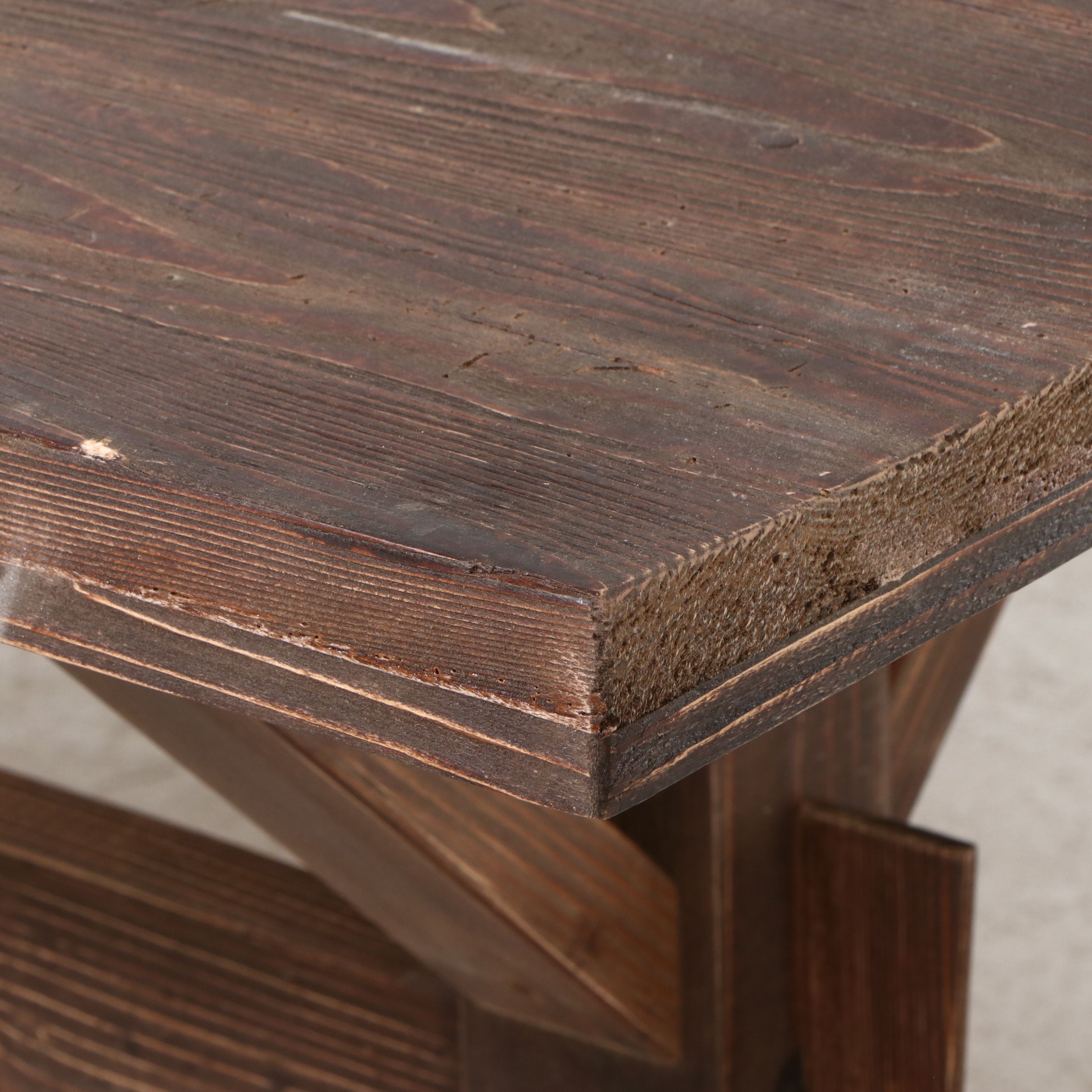 Rustic Pine Trestle Dining Table