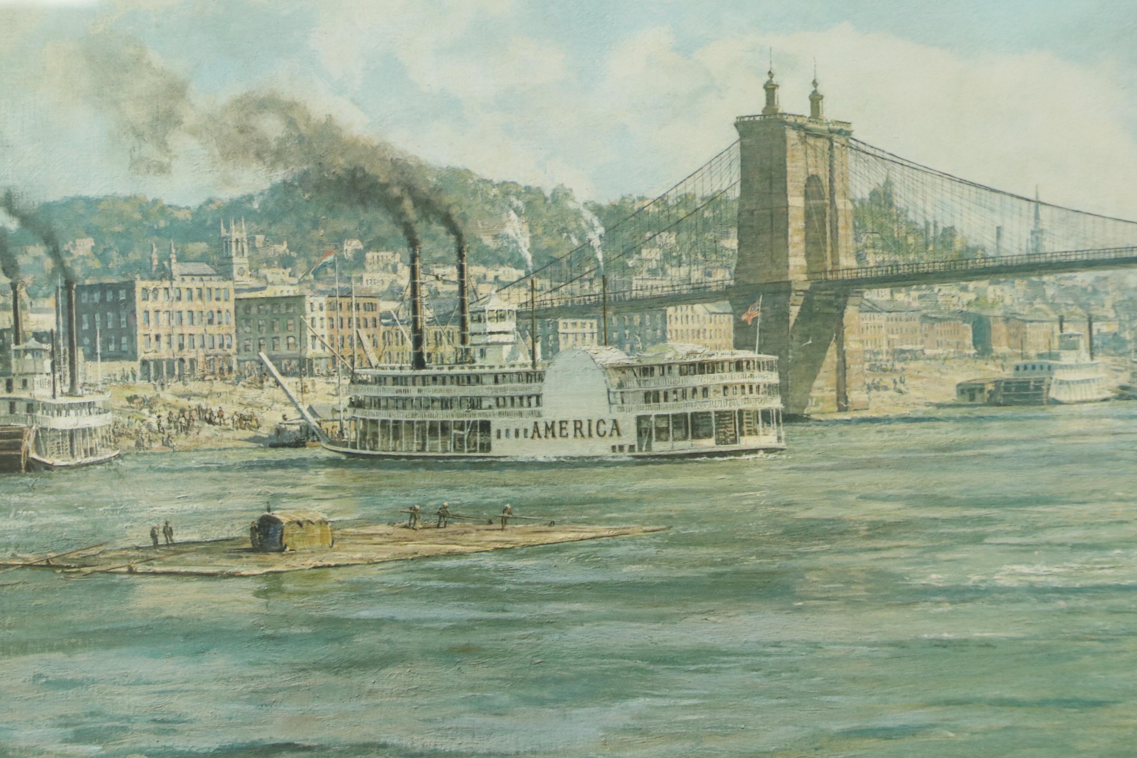 After John Stobart Offset Lithograph "The Queen City of the West in 1876"