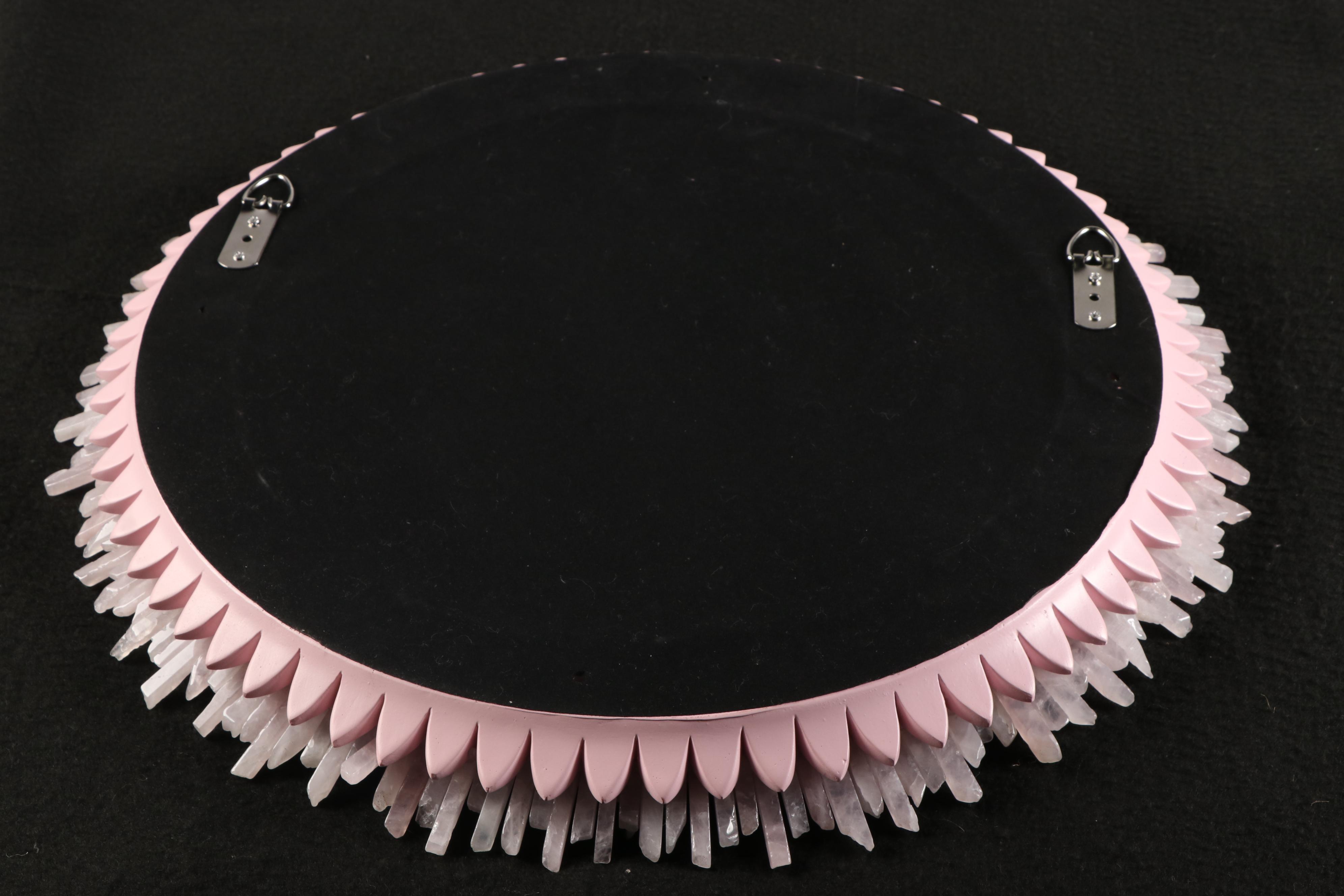 Pink Rock Crystal Sunburst Wall Mirror