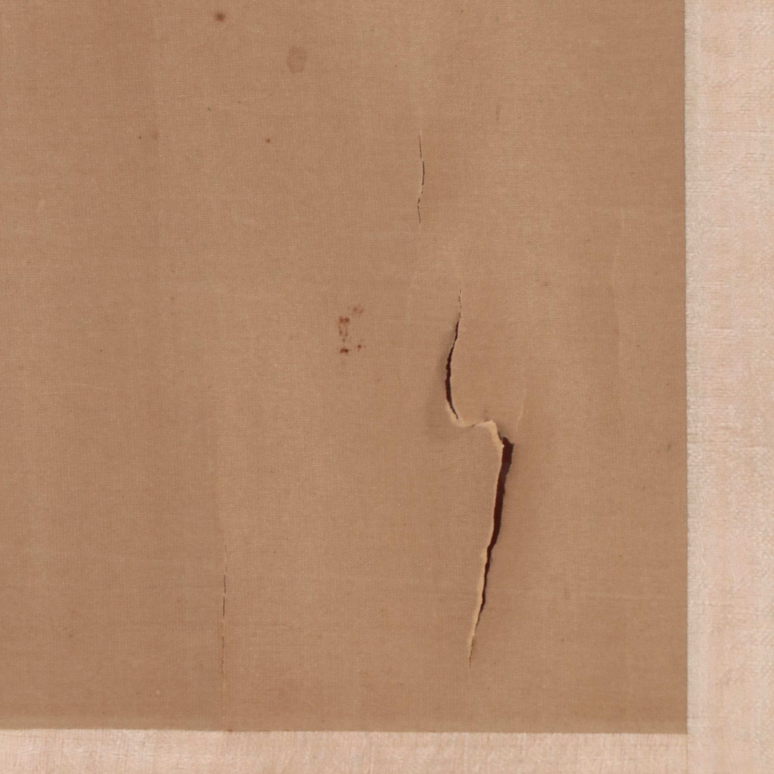 Japanese Watercolor Scroll of Plum Flowers and Birds, Late 19th Century