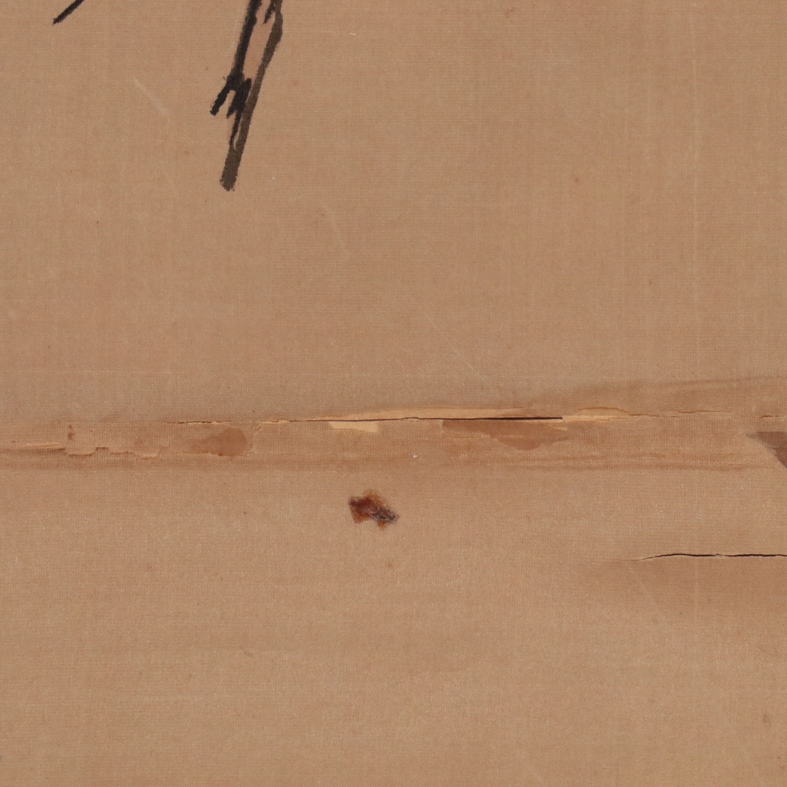 Japanese Watercolor Scroll of Plum Flowers and Birds, Late 19th Century