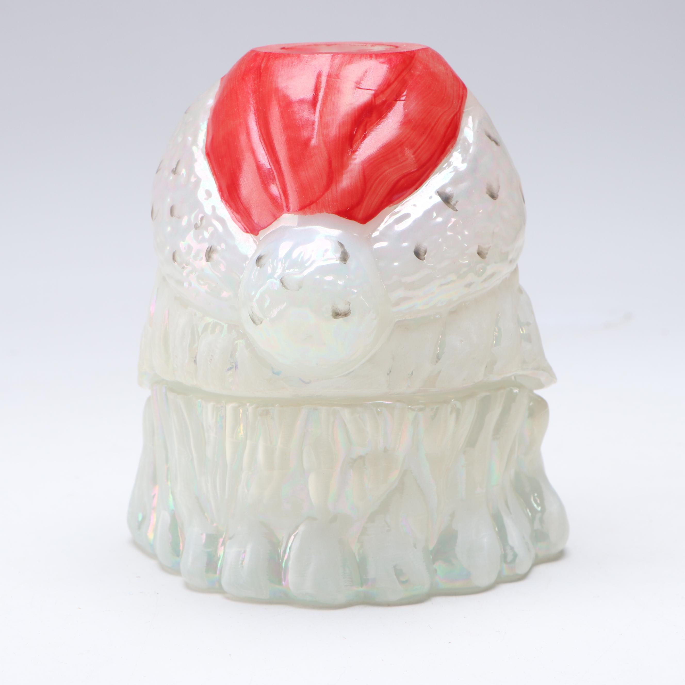J. Riddle for Fenton Opalescent Glass Santa Claus Fairy Lamp