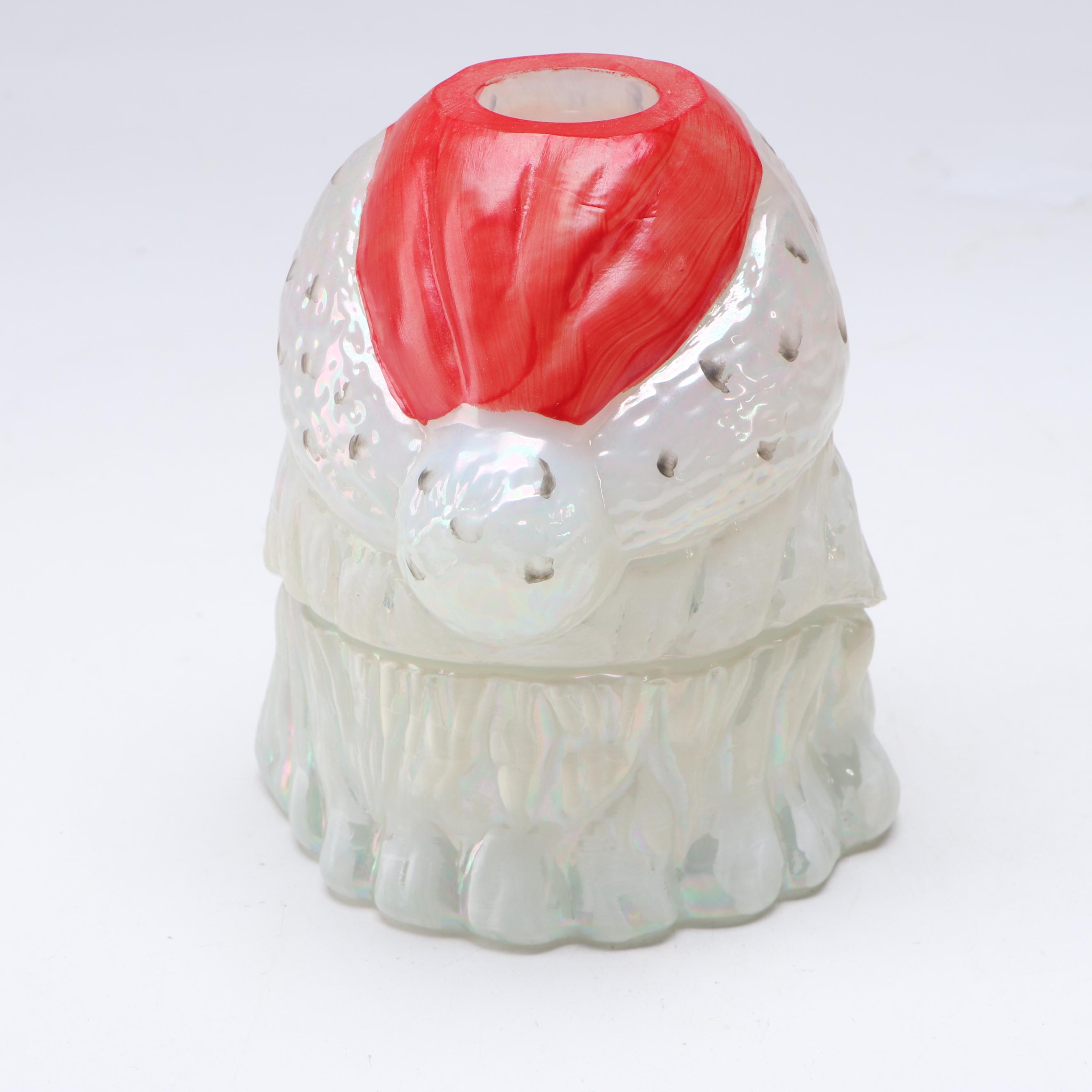 J. Riddle for Fenton Opalescent Glass Santa Claus Fairy Lamp
