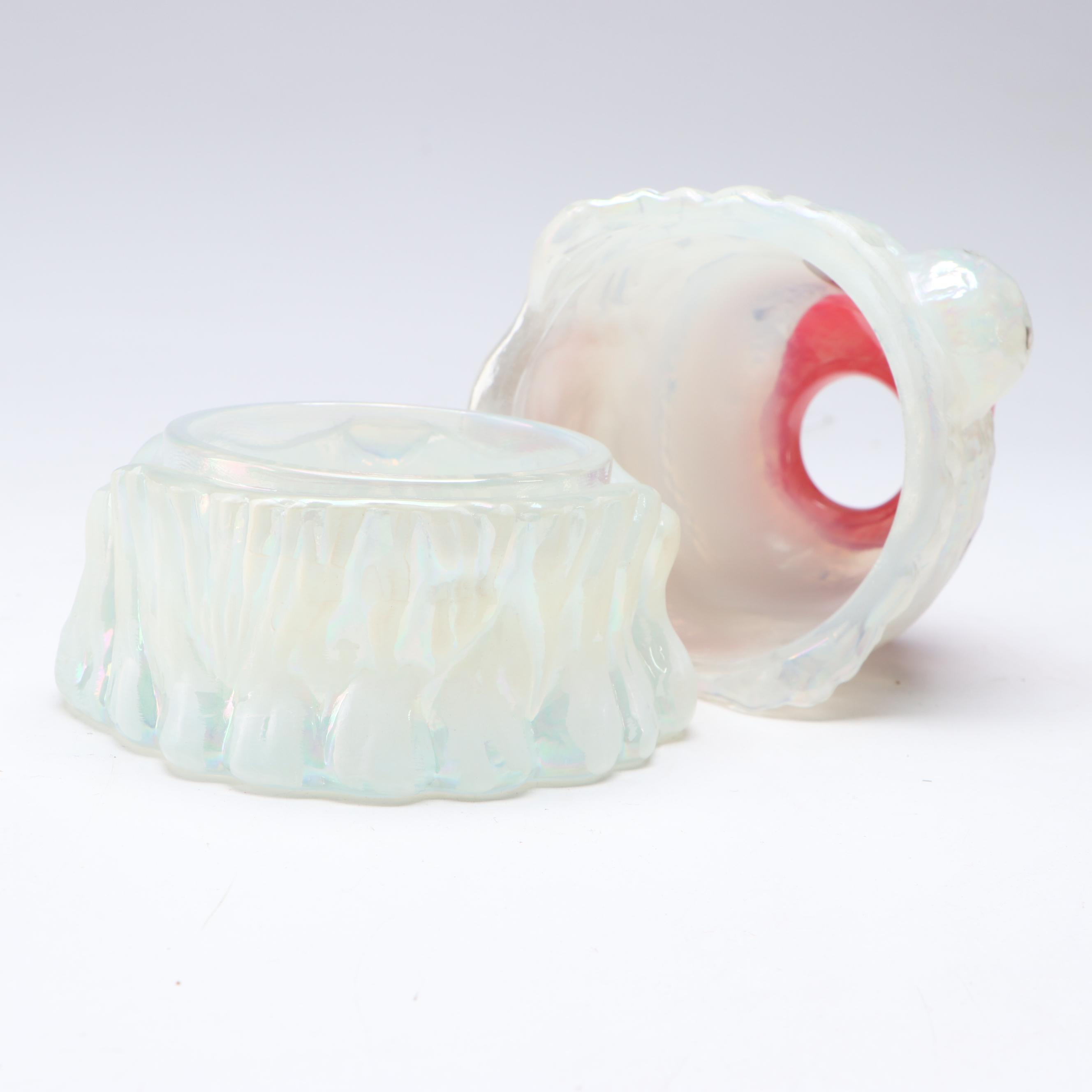 J. Riddle for Fenton Opalescent Glass Santa Claus Fairy Lamp