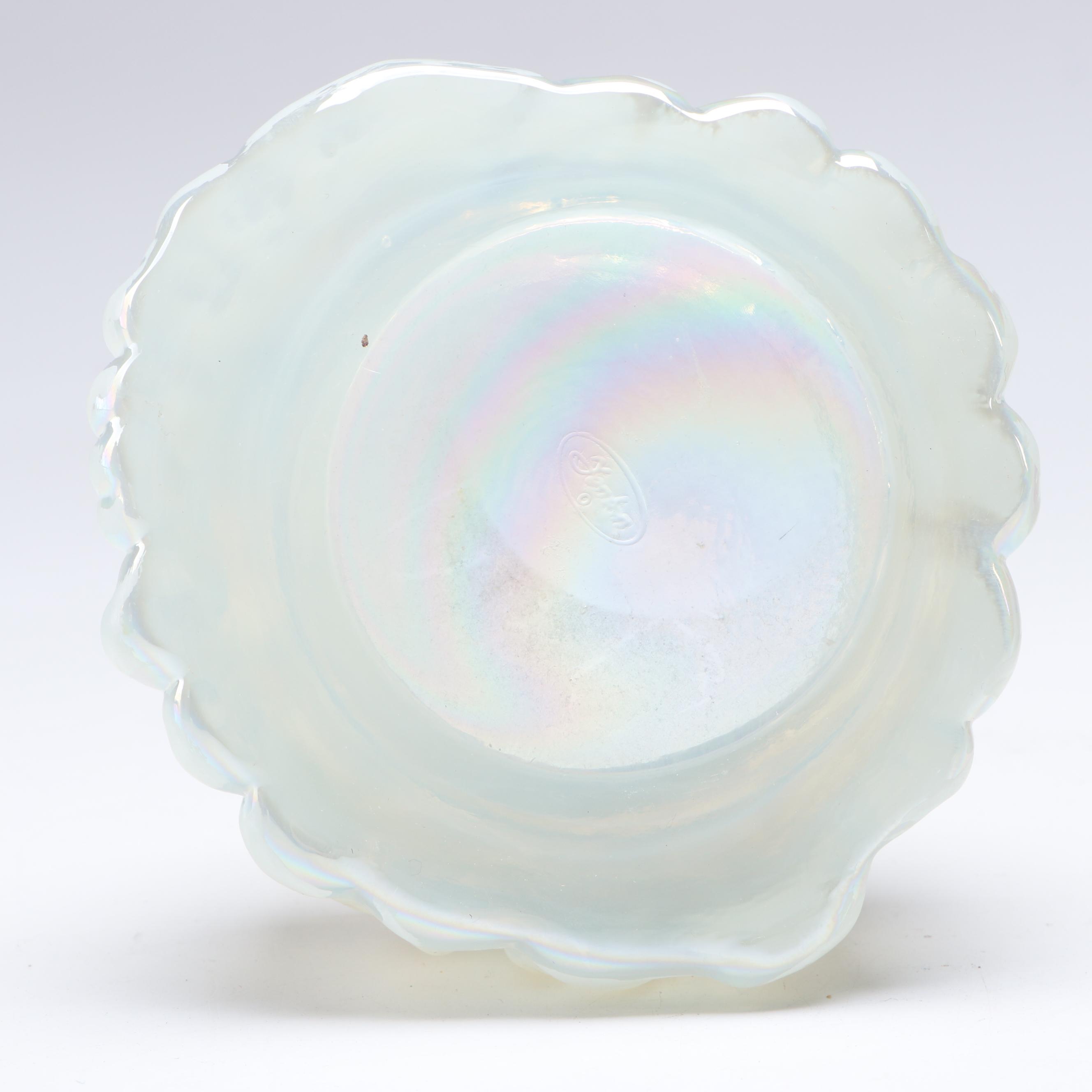 J. Riddle for Fenton Opalescent Glass Santa Claus Fairy Lamp