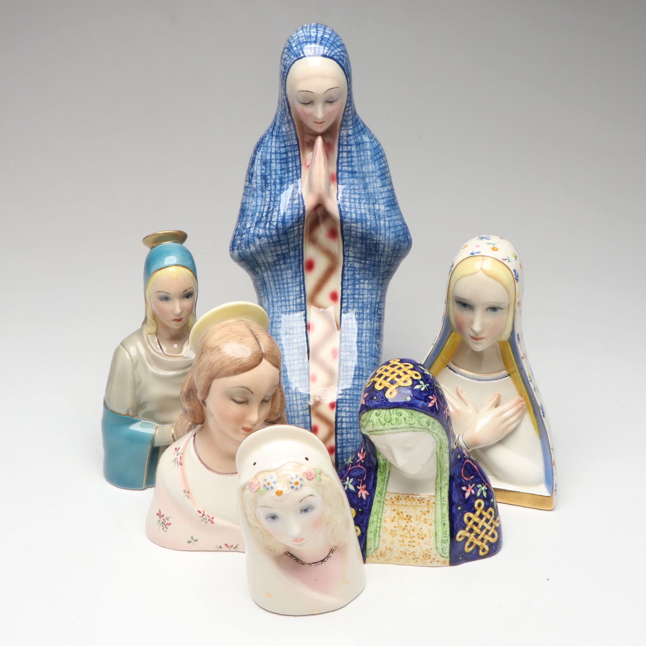 Italian Ceramic Praying Madonnas