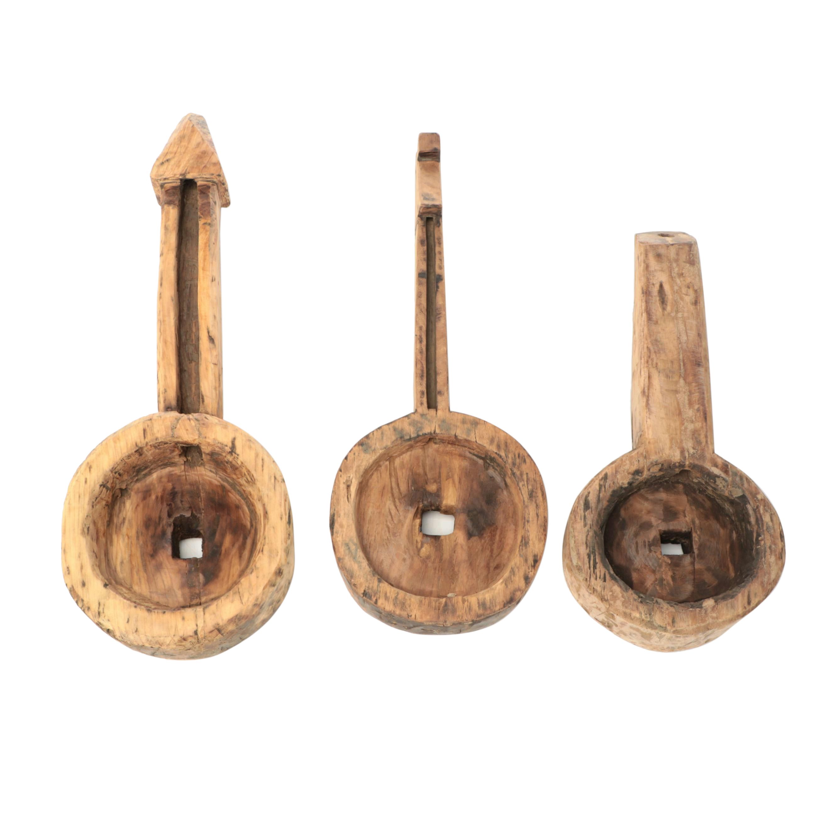 Indian Hand-Hewn Wooden Parat Bowls