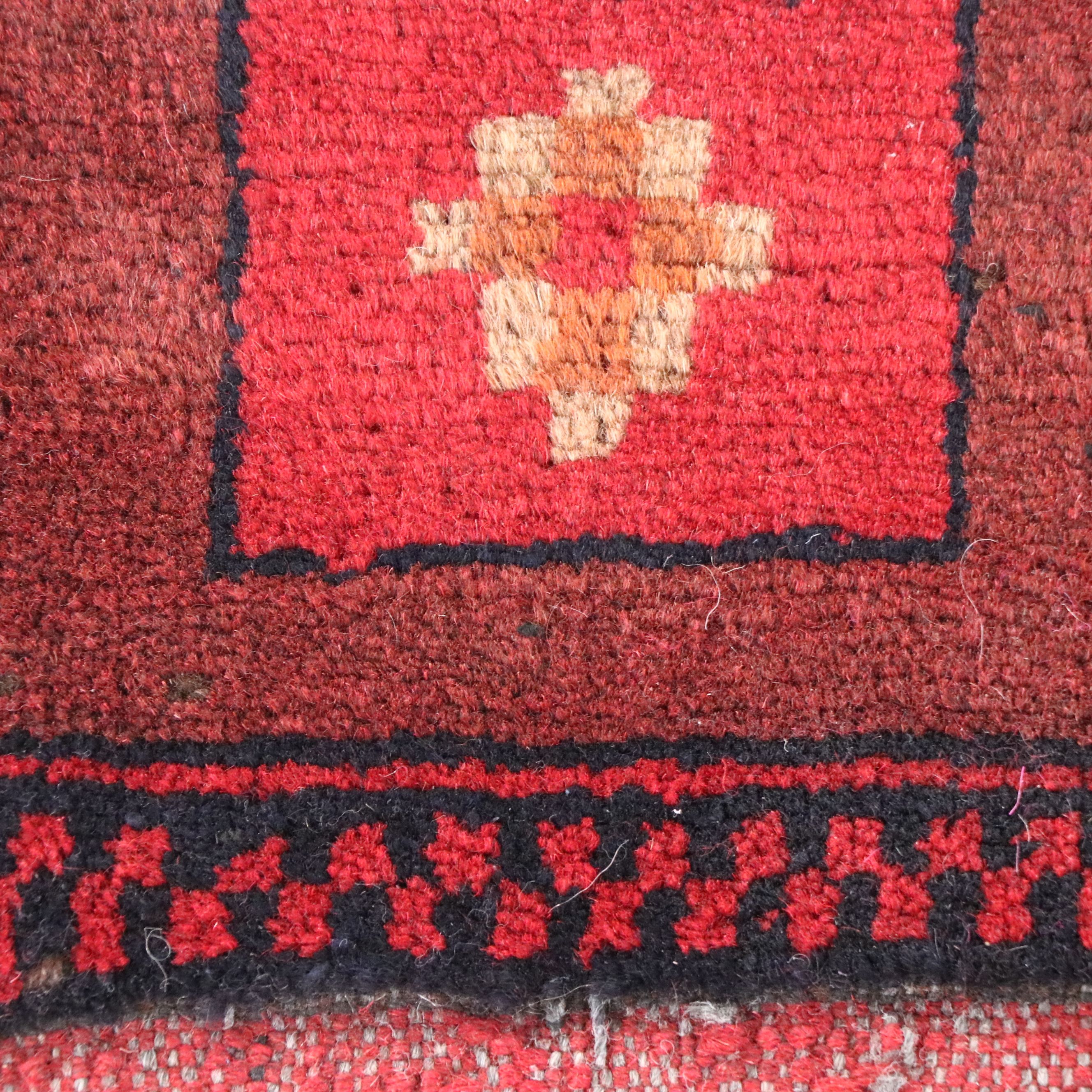 1'10 x 3'7 Hand-Knotted Afghan Baluch Accent Rug