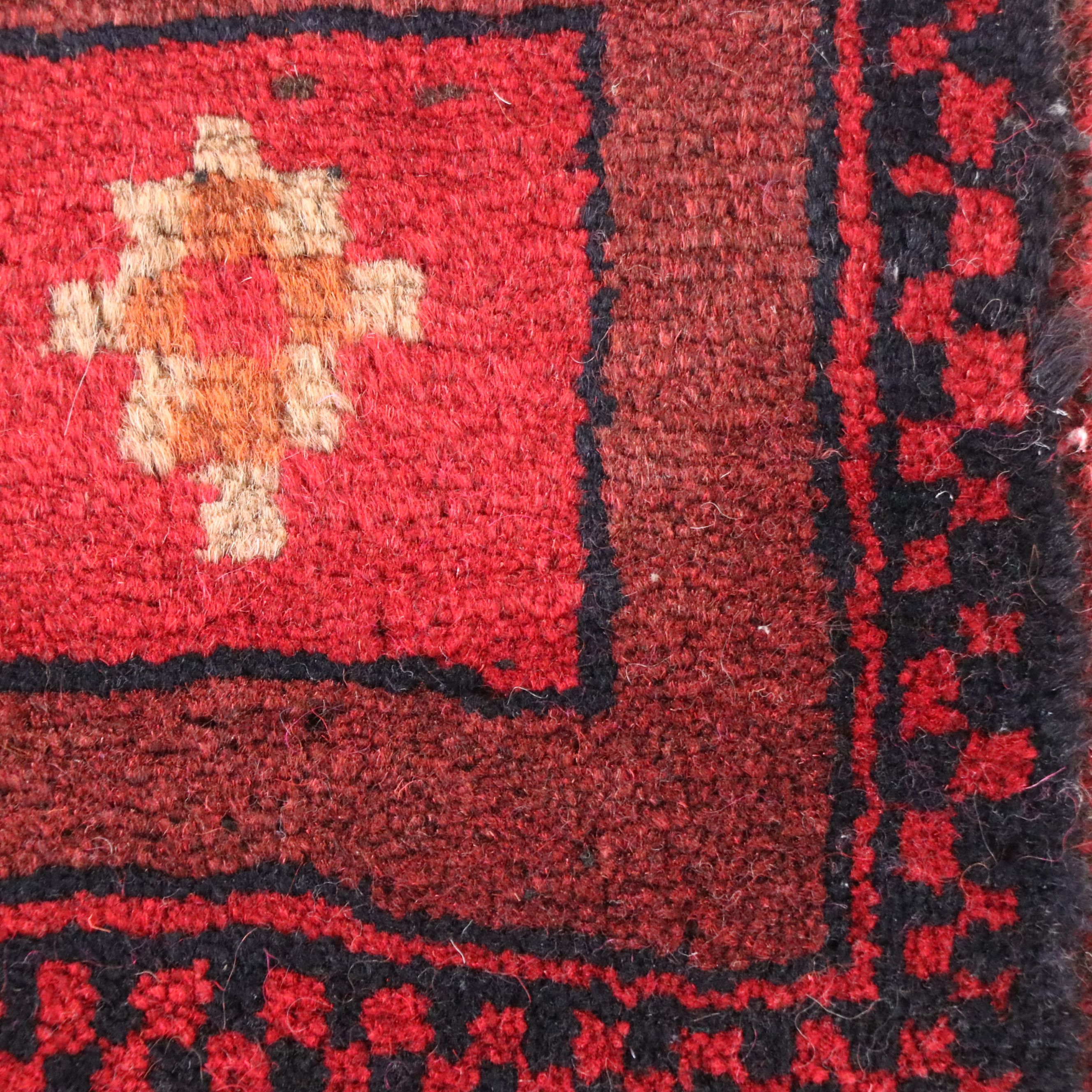 1'10 x 3'7 Hand-Knotted Afghan Baluch Accent Rug