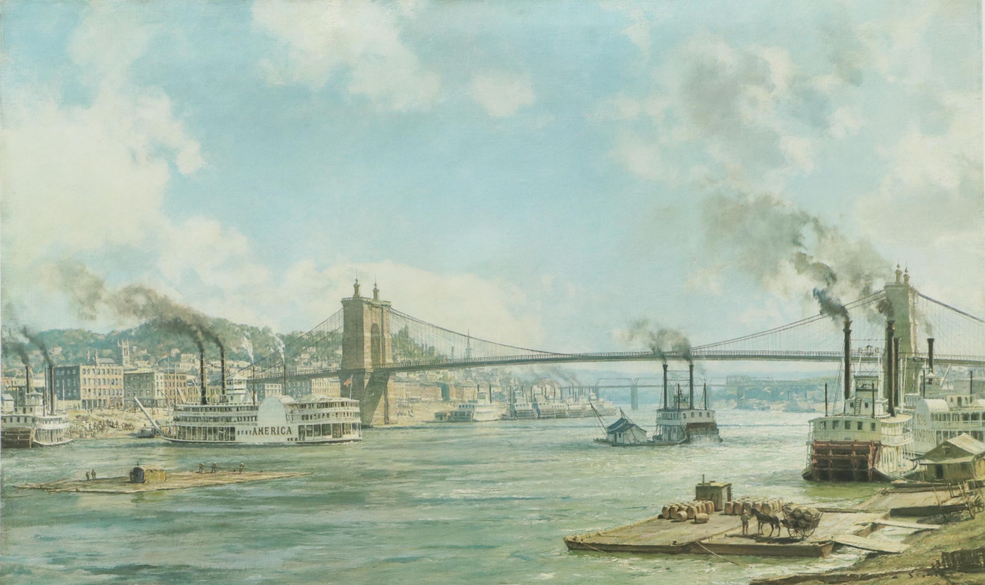 After John Stobart Offset Lithograph "The Queen City of the West in 1876"