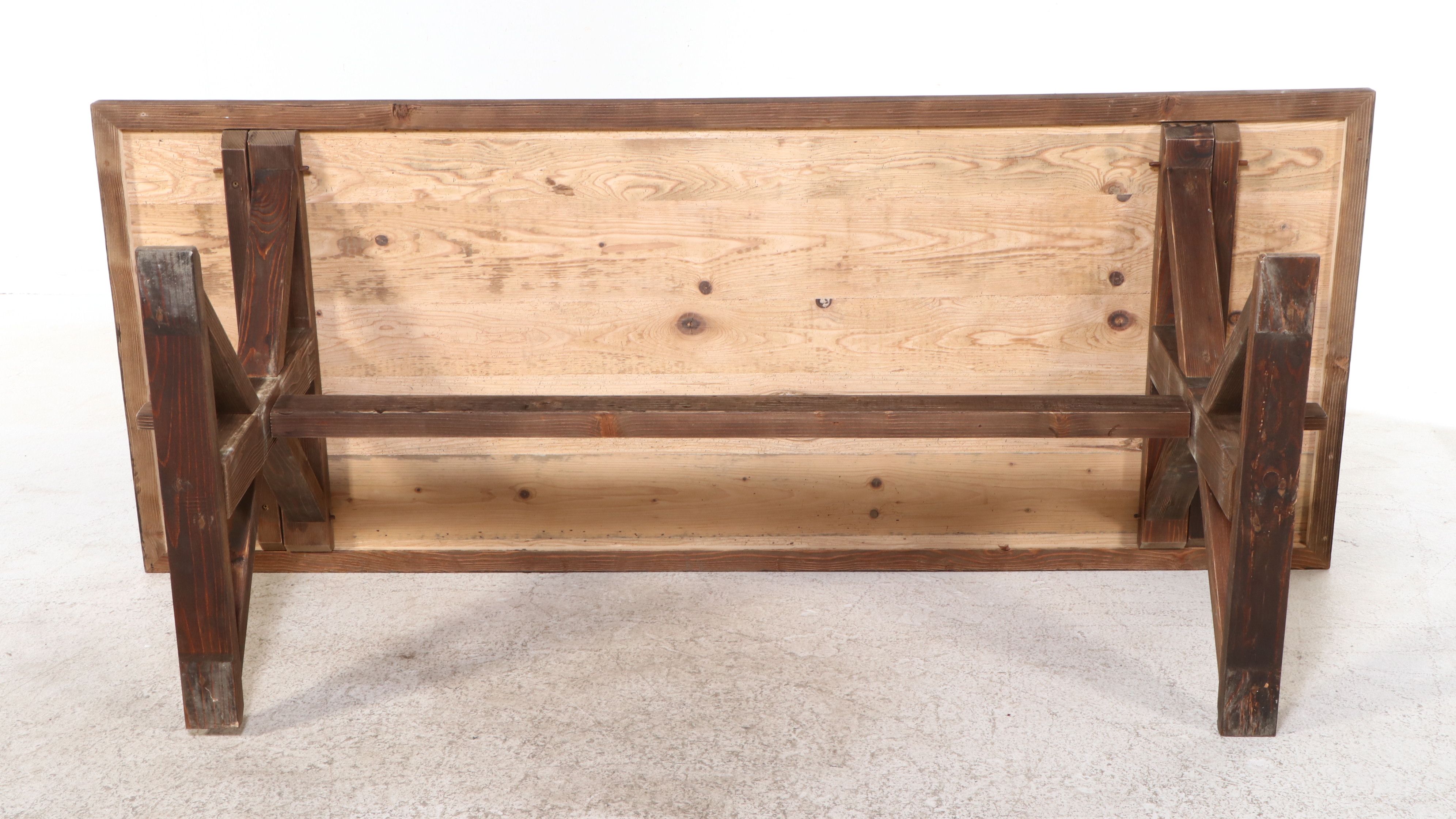 Rustic Pine Trestle Dining Table