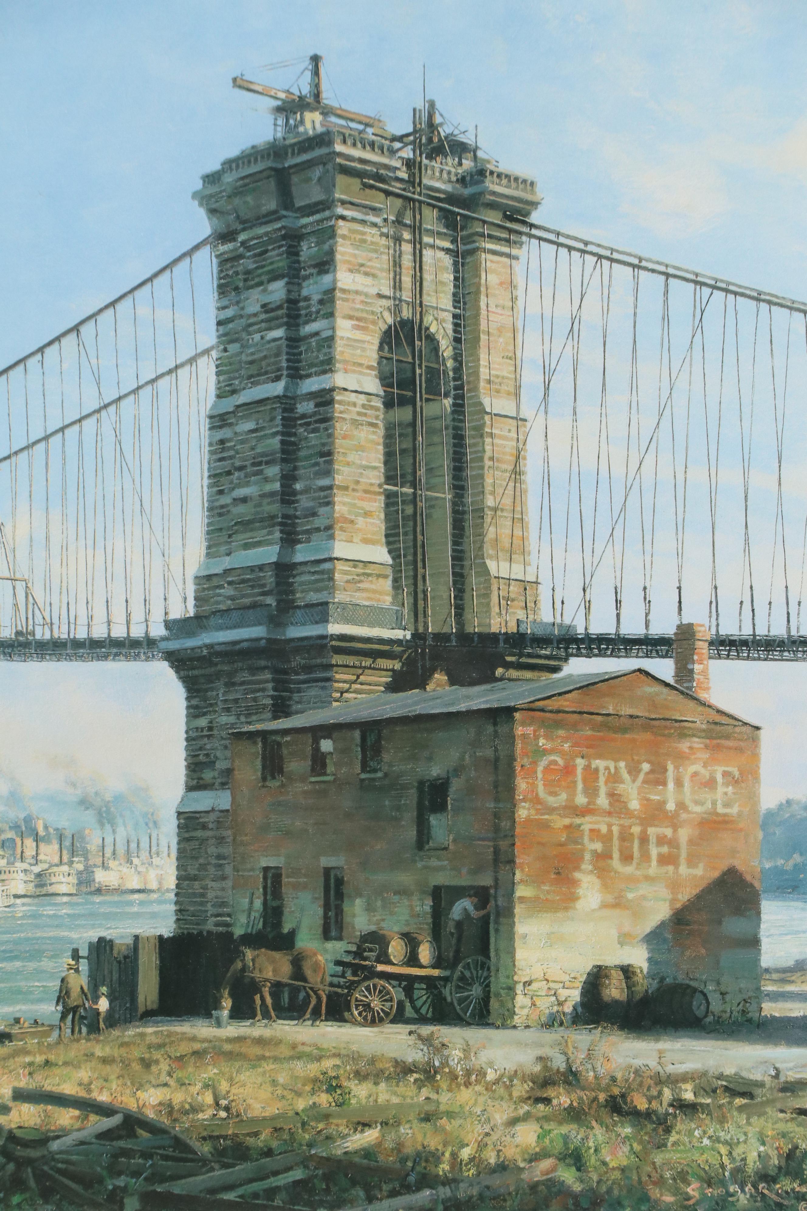 After John Stobart Offset Lithograph "Panorama of the Queen City from Covington"