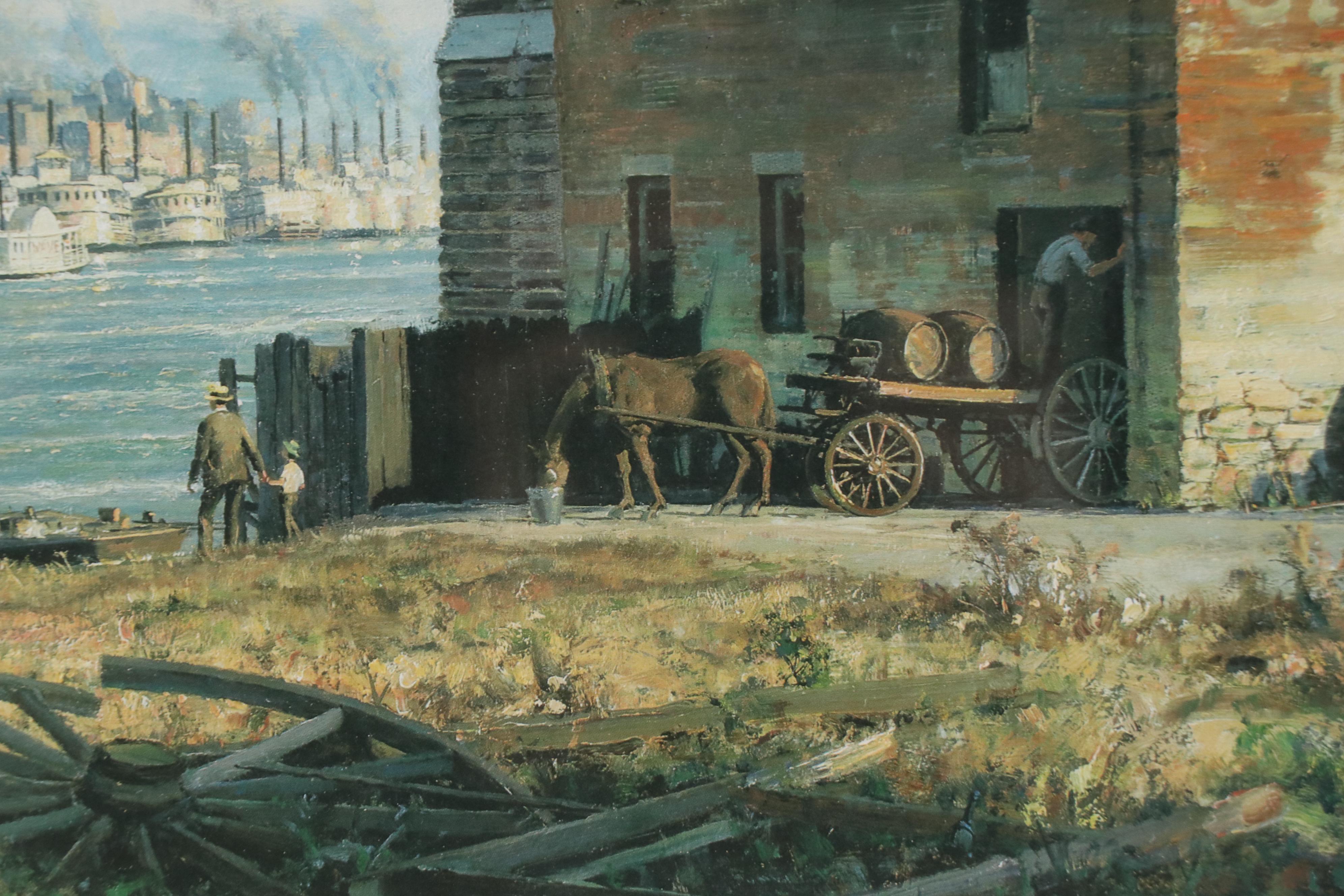 After John Stobart Offset Lithograph "Panorama of the Queen City from Covington"