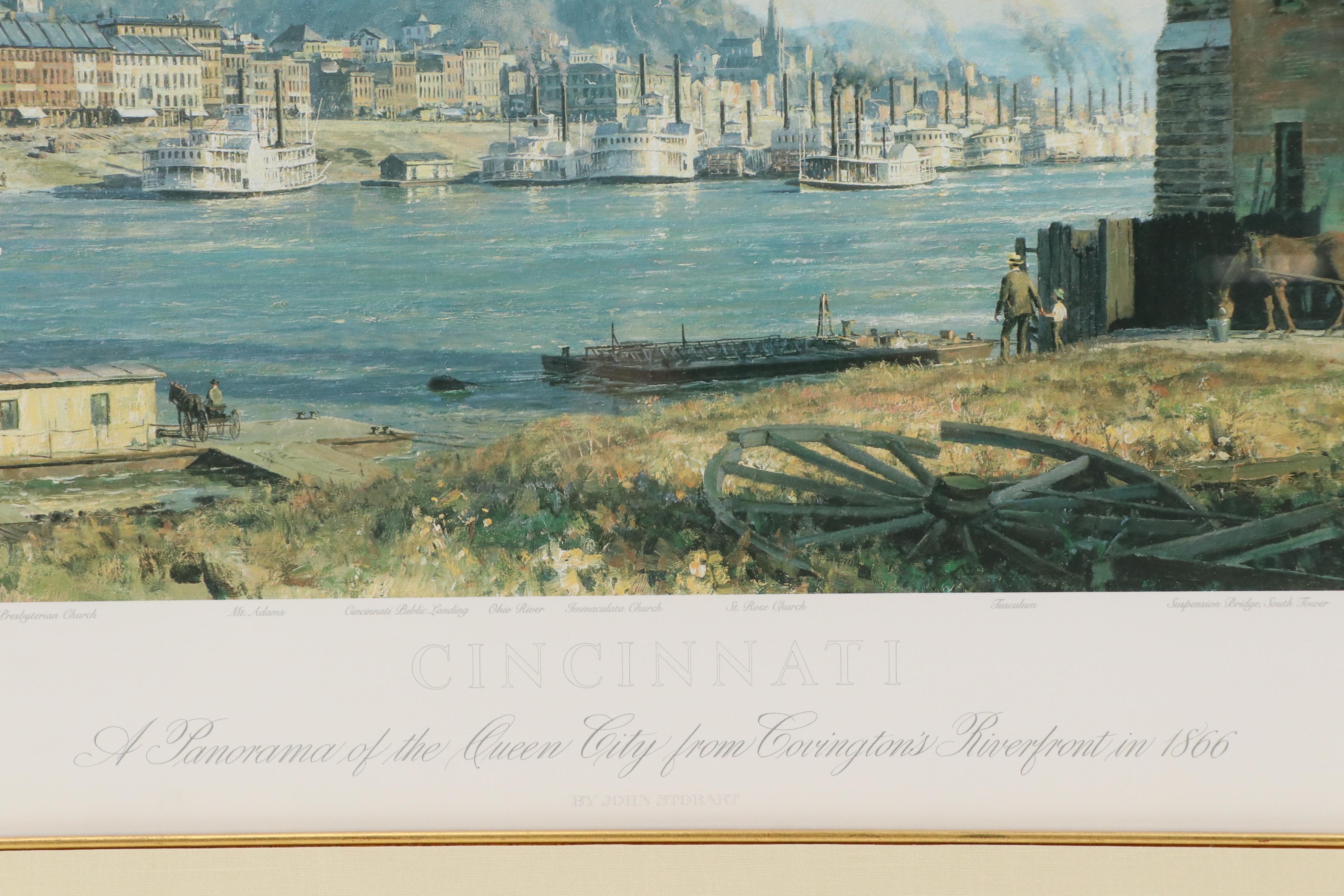 After John Stobart Offset Lithograph "Panorama of the Queen City from Covington"