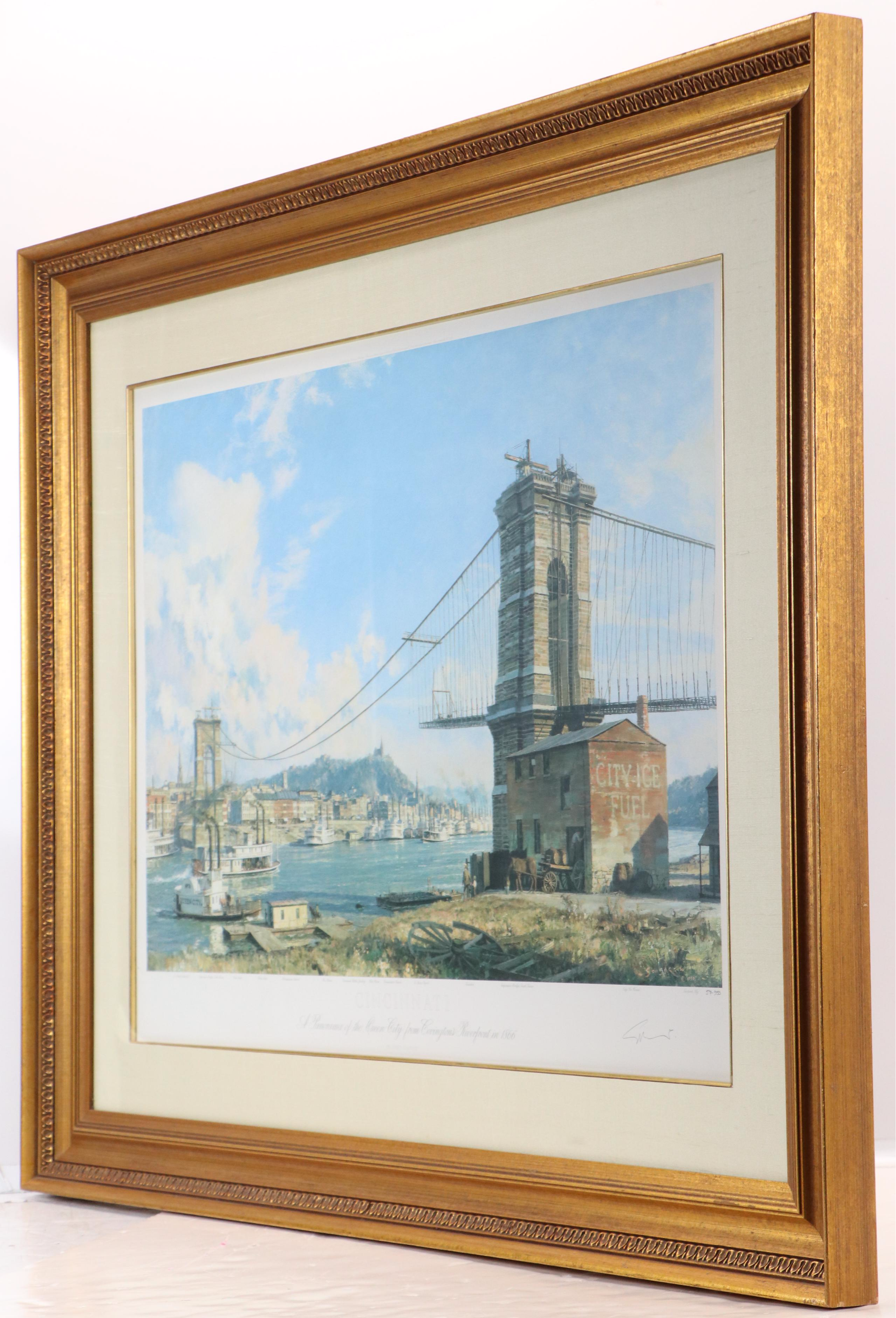 After John Stobart Offset Lithograph "Panorama of the Queen City from Covington"