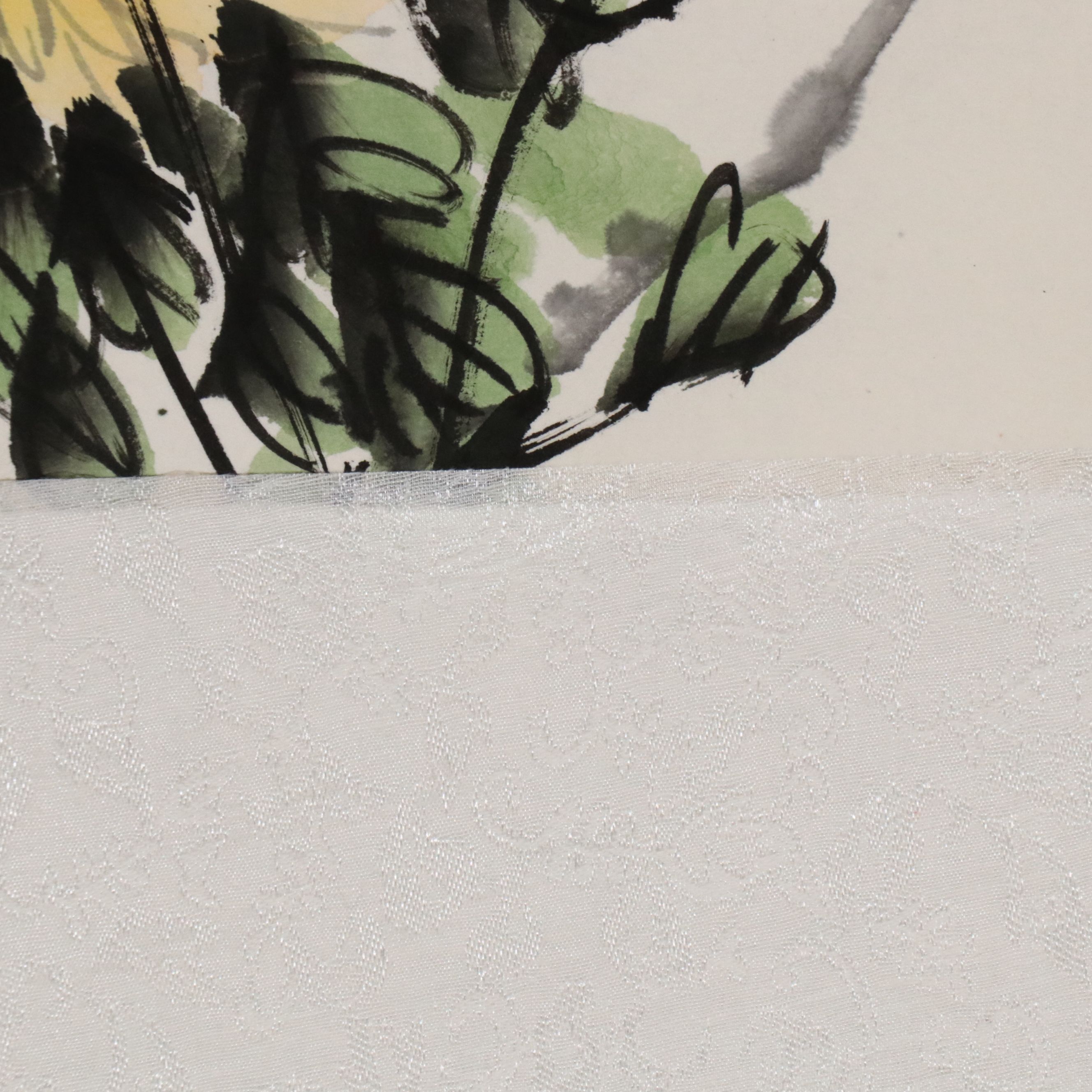 Watercolor Scroll Painting of Yellow Chrysanthemums, Early to Mid-20th Century