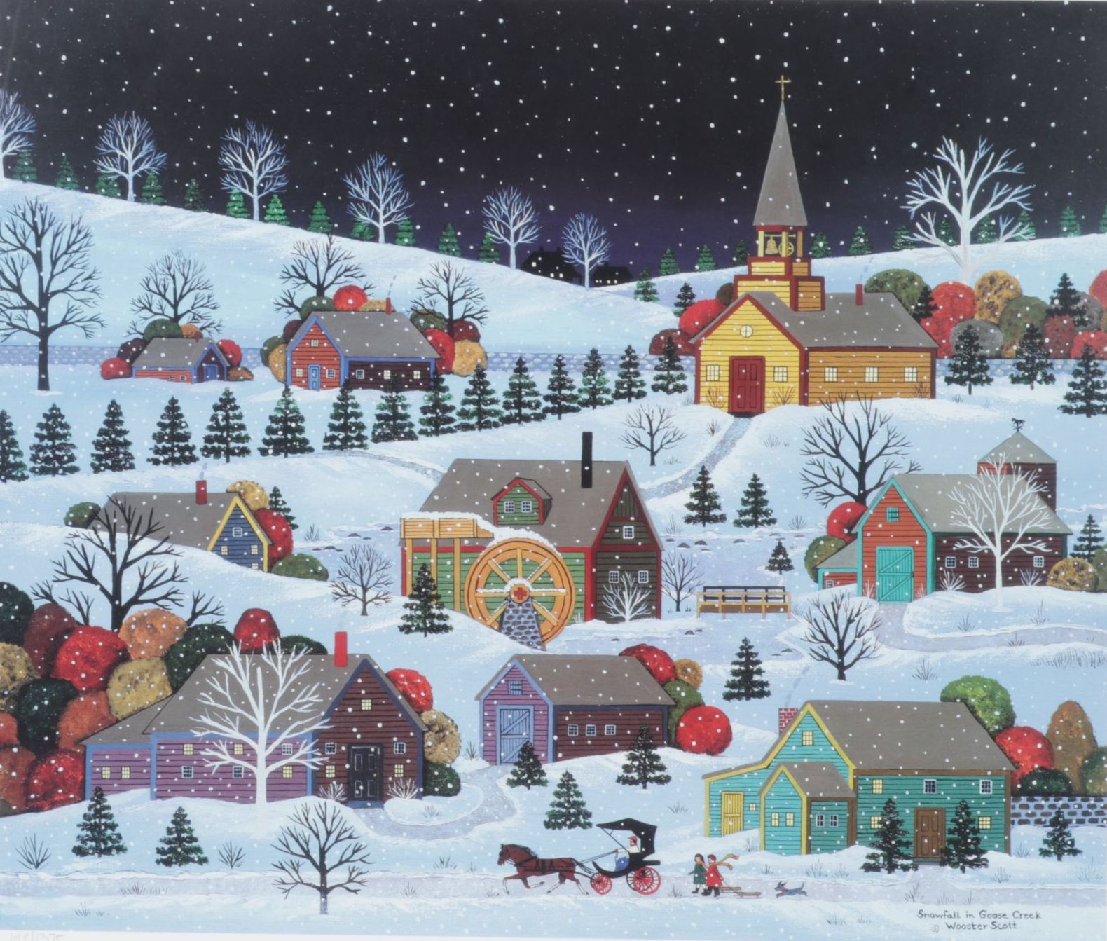 Wooster Scott Offset Lithograph "Snowfall in Goose Creek", 1995