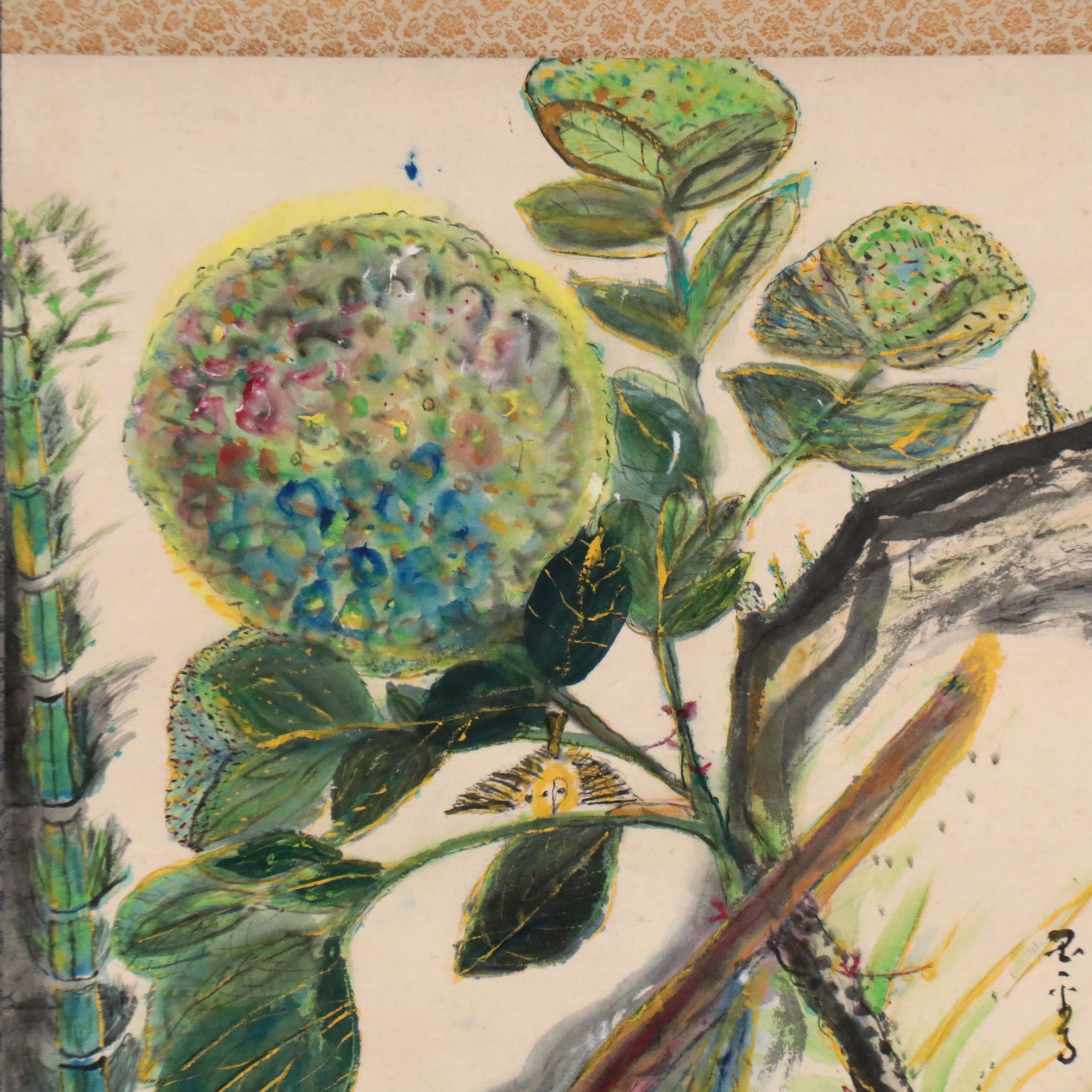 Chinese School Gouache Painting on Scroll of Pheasants, 20th Century