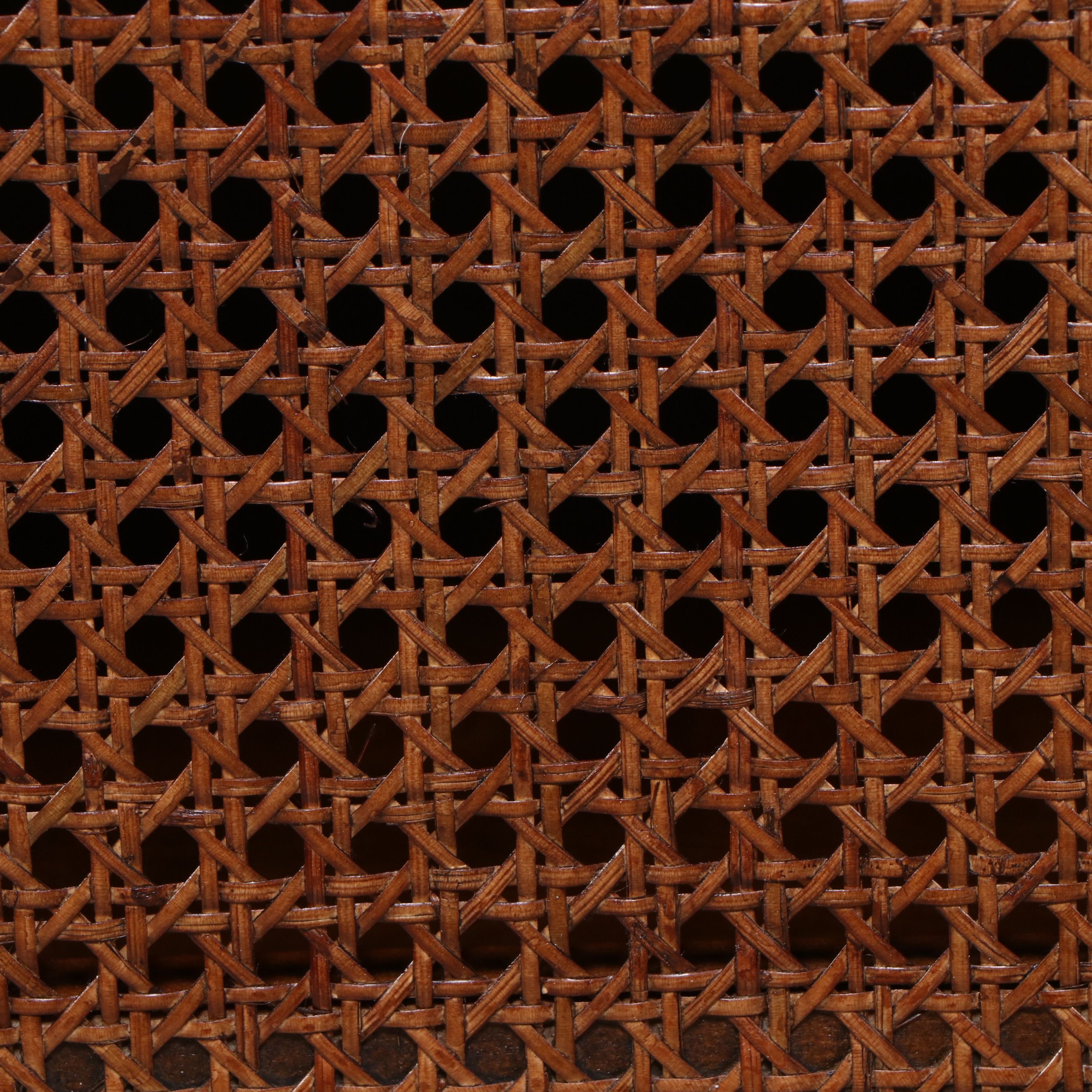 Mid Century Modern Style Walnut Finish Cane Front Entertainment Console