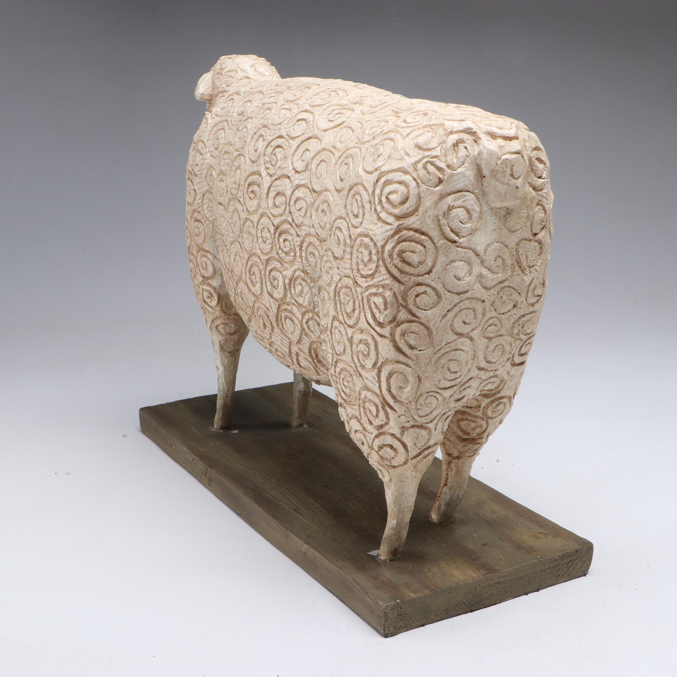 Folk Art Cast Resin Sheep