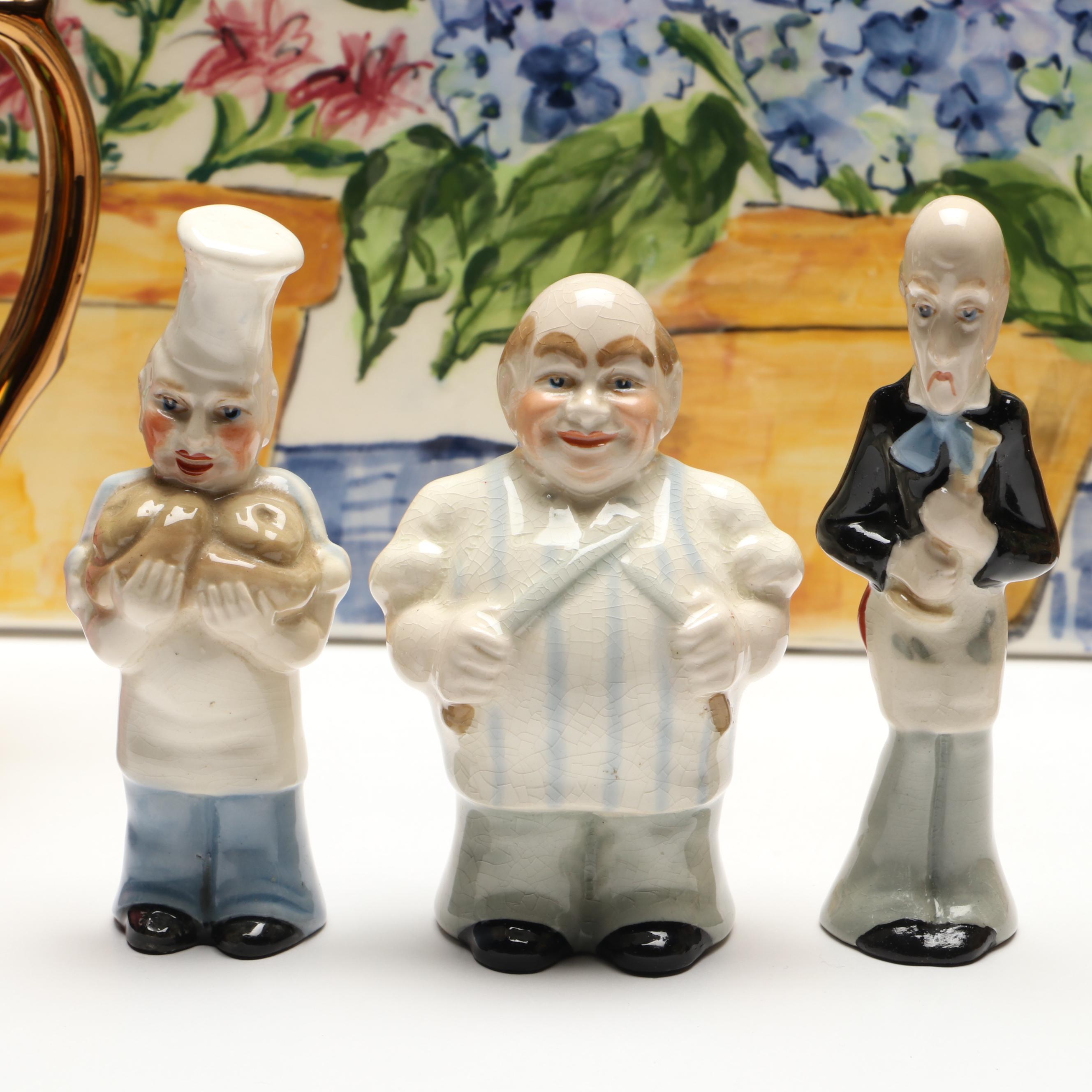 Wade Copper Luster Pitcher and Figurines with Other Ceramic Home Décor