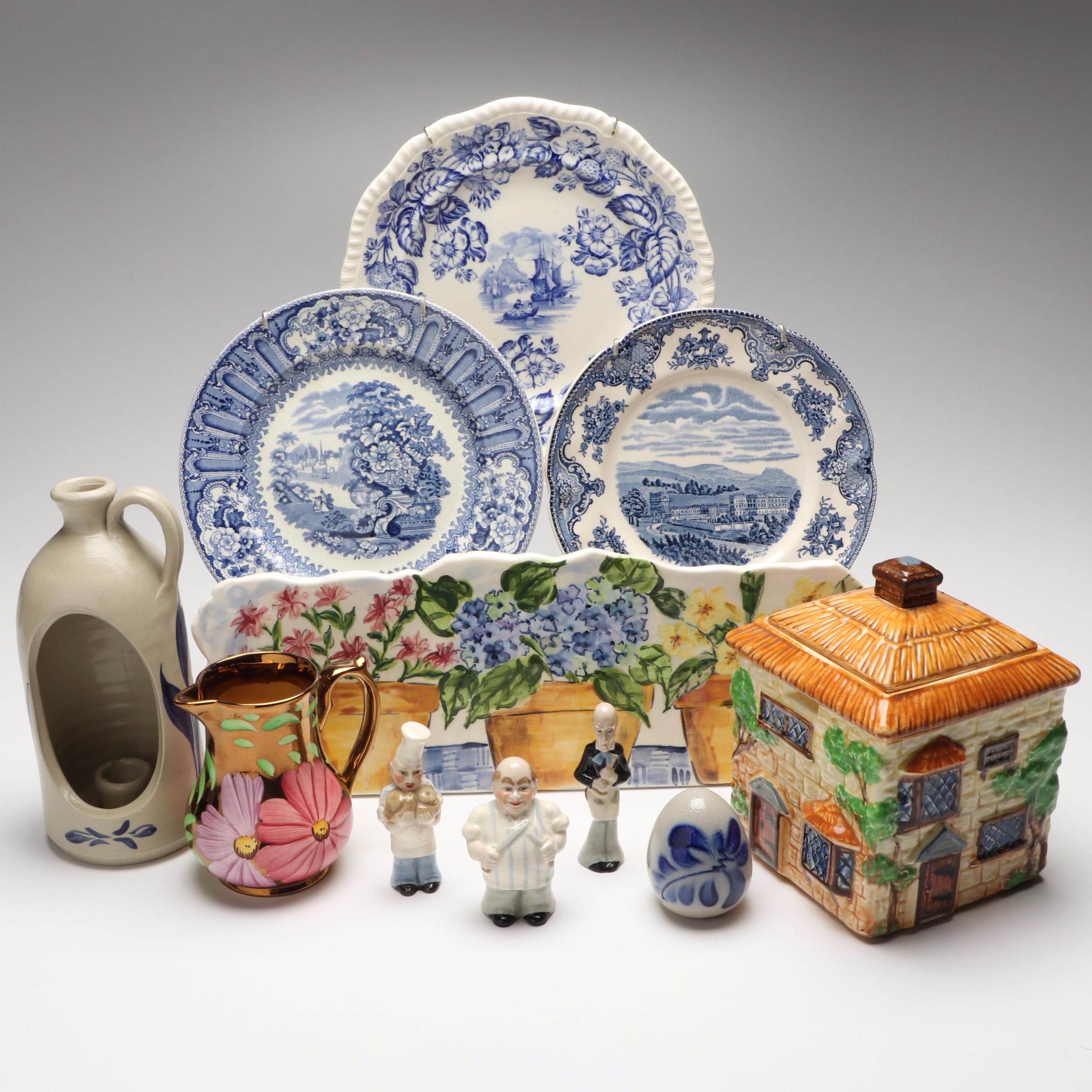 Wade Copper Luster Pitcher and Figurines with Other Ceramic Home Décor