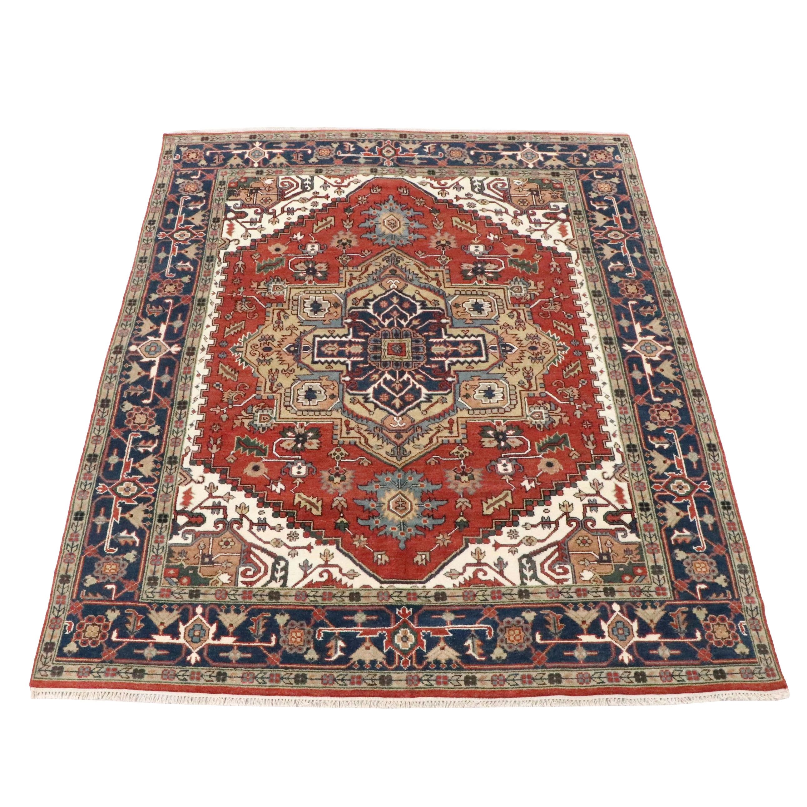 8'9 x 11'11 Hand-Knotted Indo-Persian Heriz Area Rug