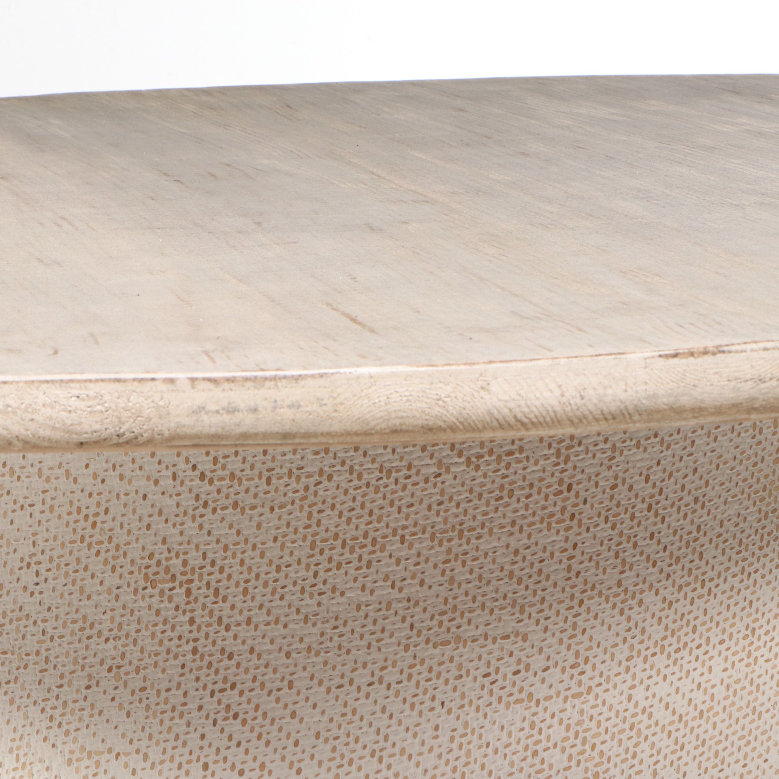 Contemporary White-Washed Wood Pedestal Dining Table