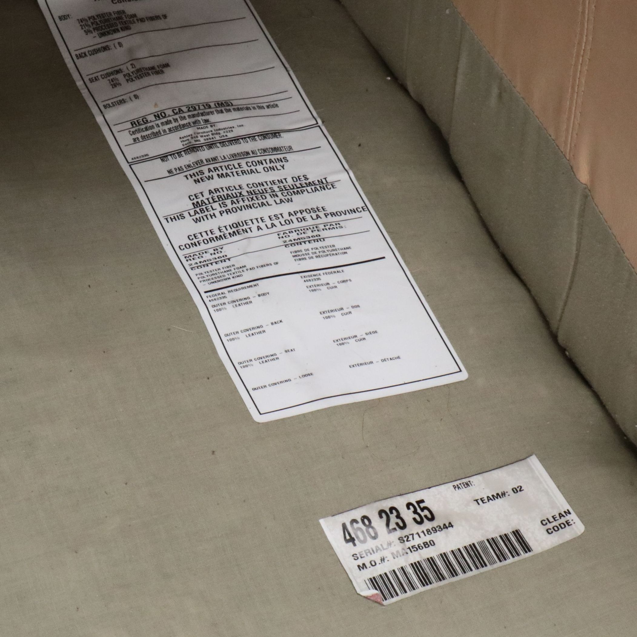 Overstuffed Leather Upholstered Loveseat