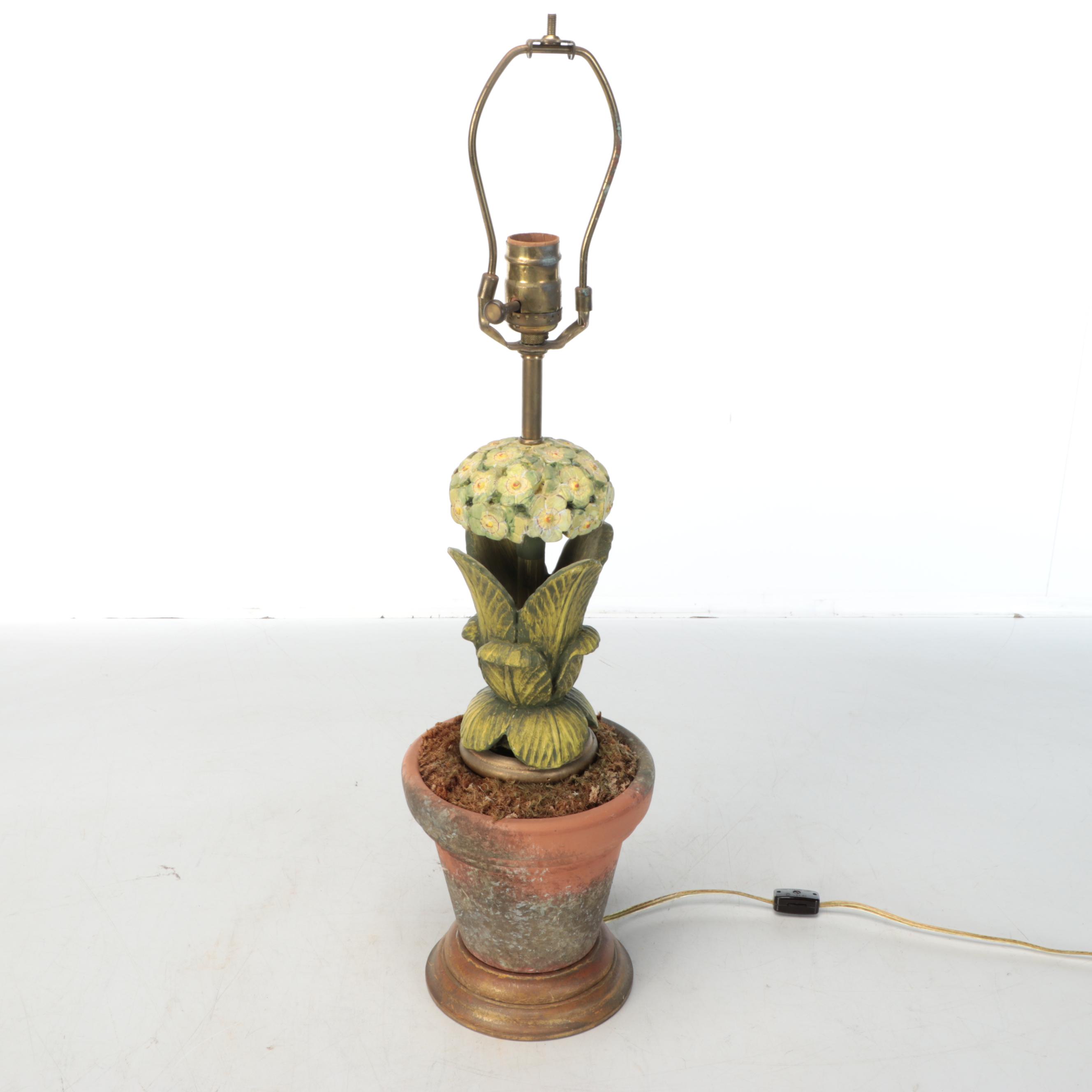 Topiary Style Table Lamp with Hand-Painted Paper Shade