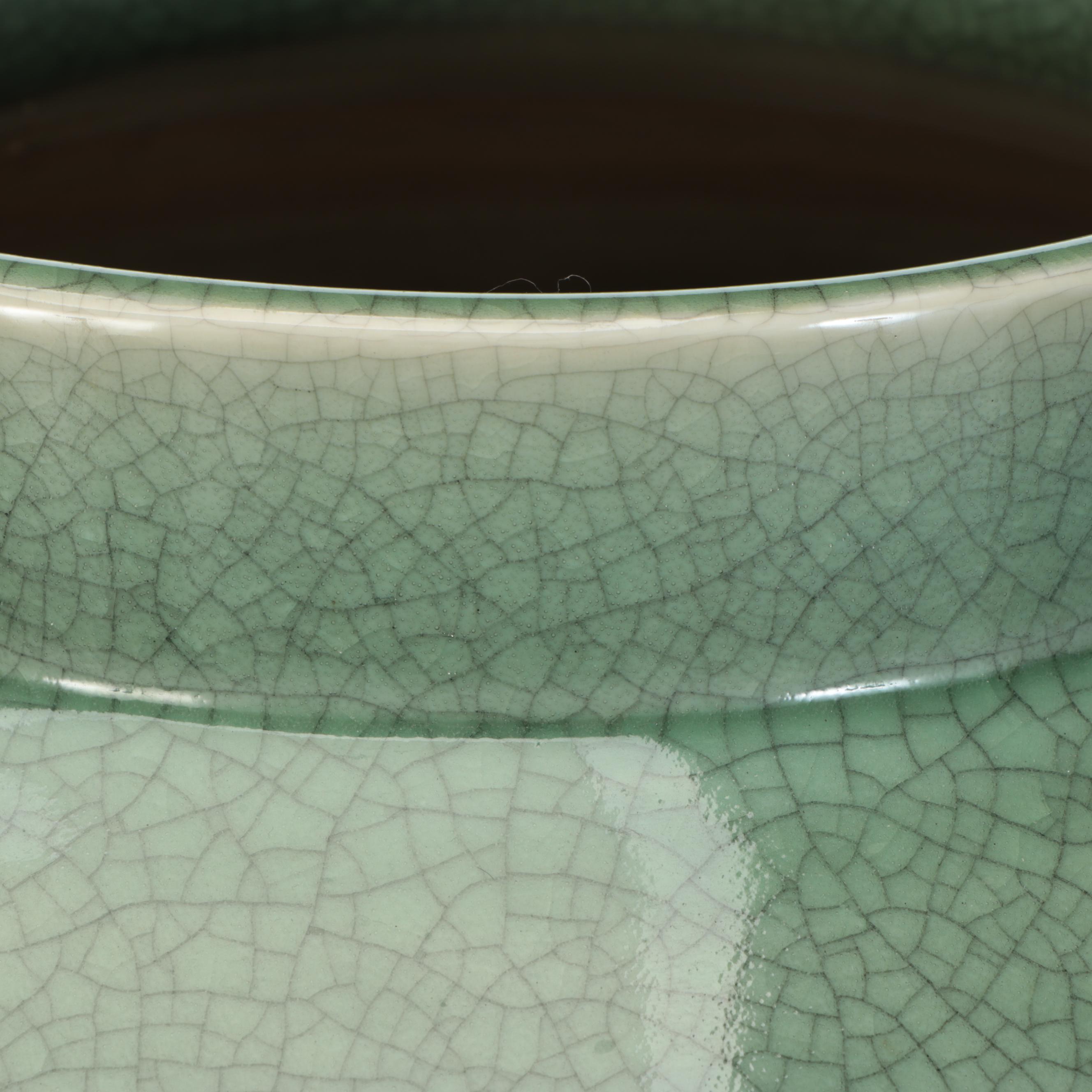 Large Green Glazed Porcelain Urn