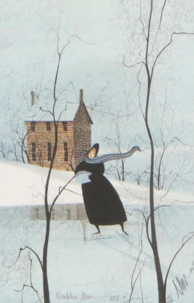 P. Buckley Moss Offset Lithographs "Family Skaters" and "On the Pond"