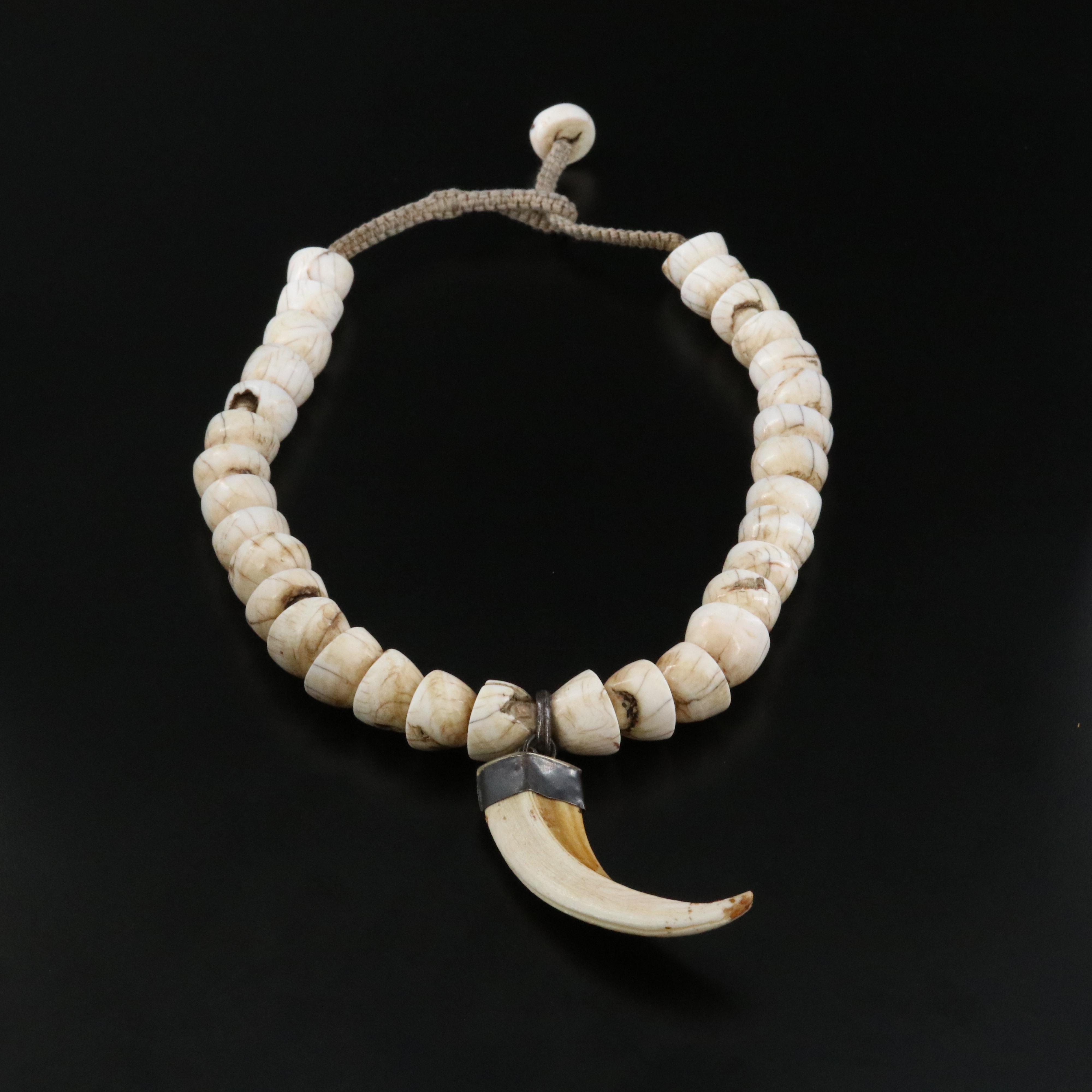 Naga Chank Shell and Boar Tusk Necklace