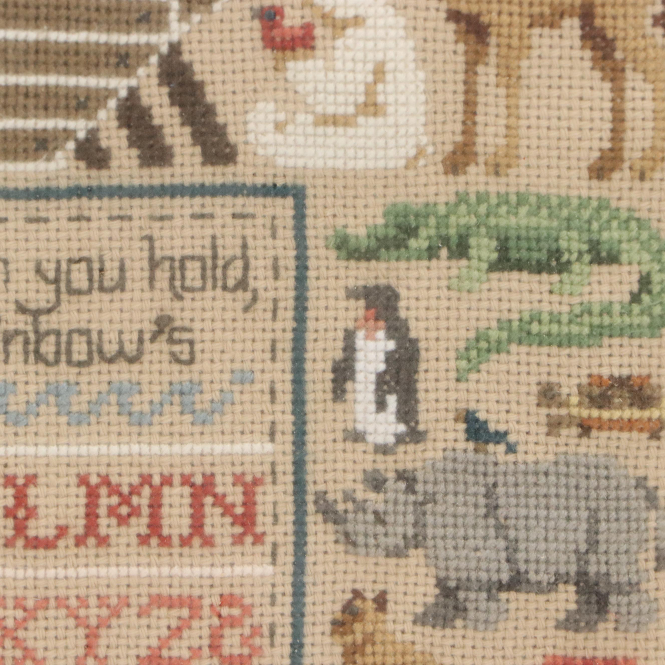 H. Chamberlain Cross-Stitch Sampler with Noah's Ark, 1987