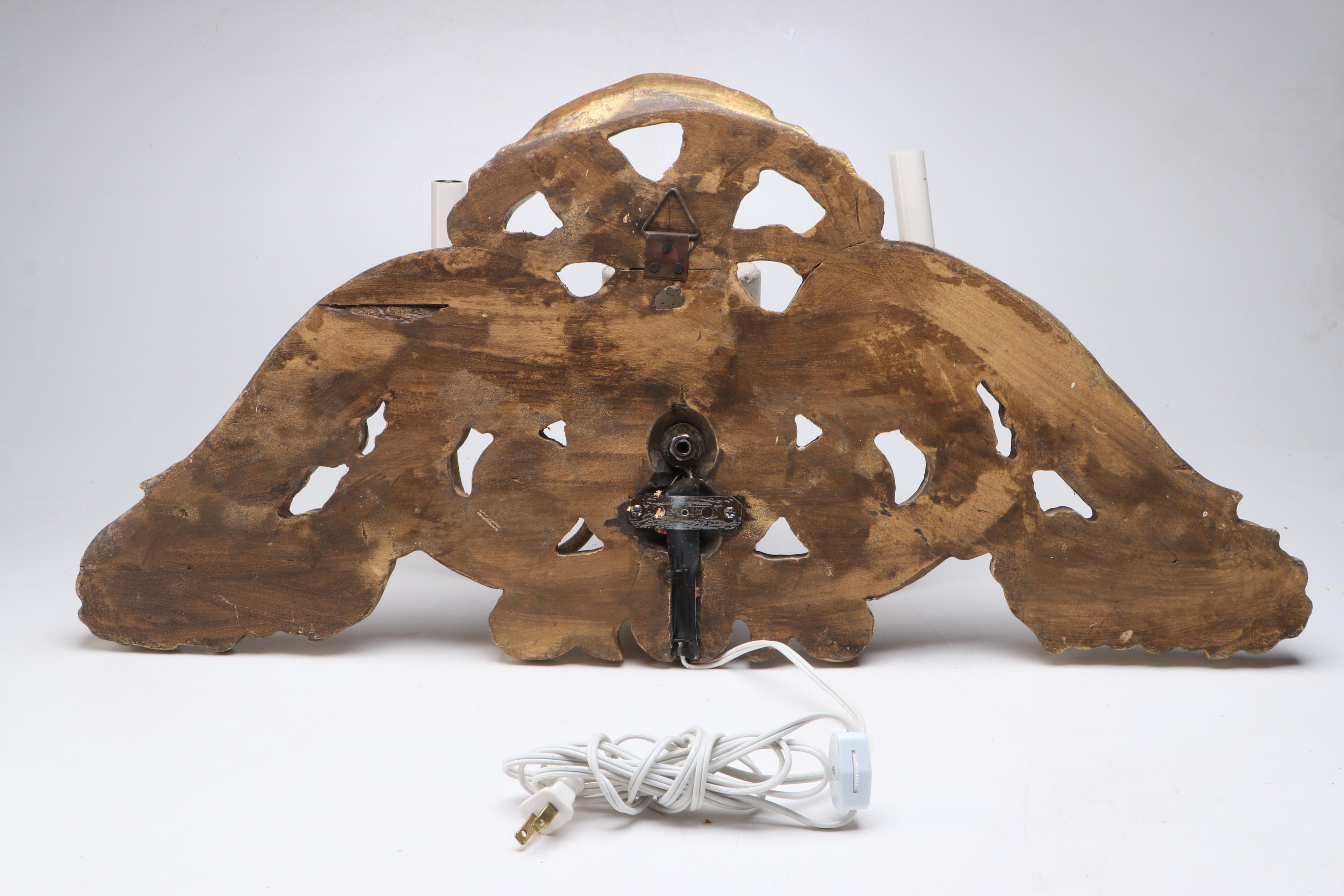 French Baroque Style Giltwood Double Wall Sconces