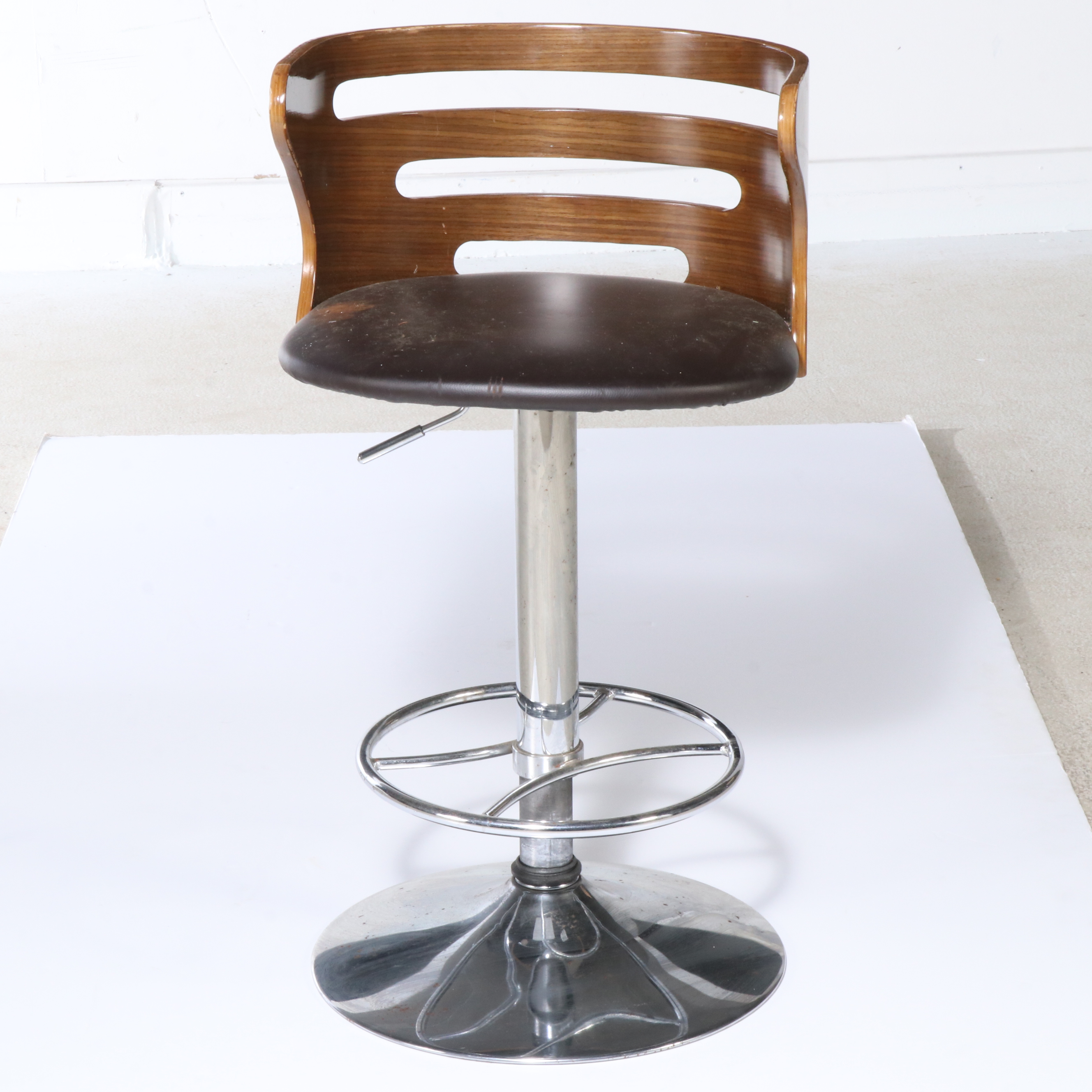 LumiSource Inc. Chrome and Plywood Adjustable Height Barstool