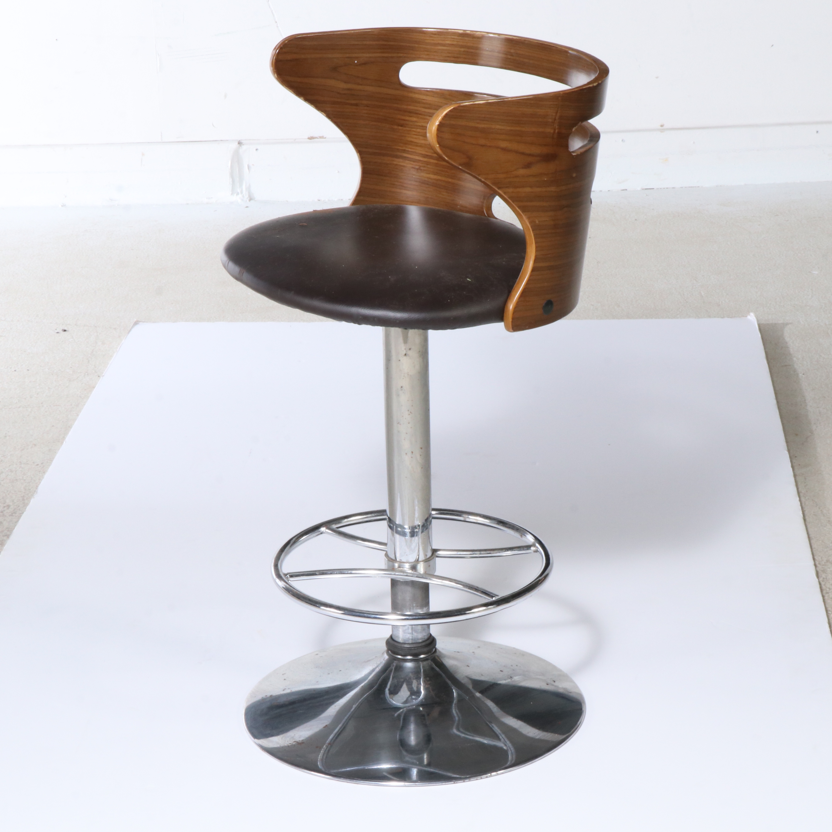LumiSource Inc. Chrome and Plywood Adjustable Height Barstool