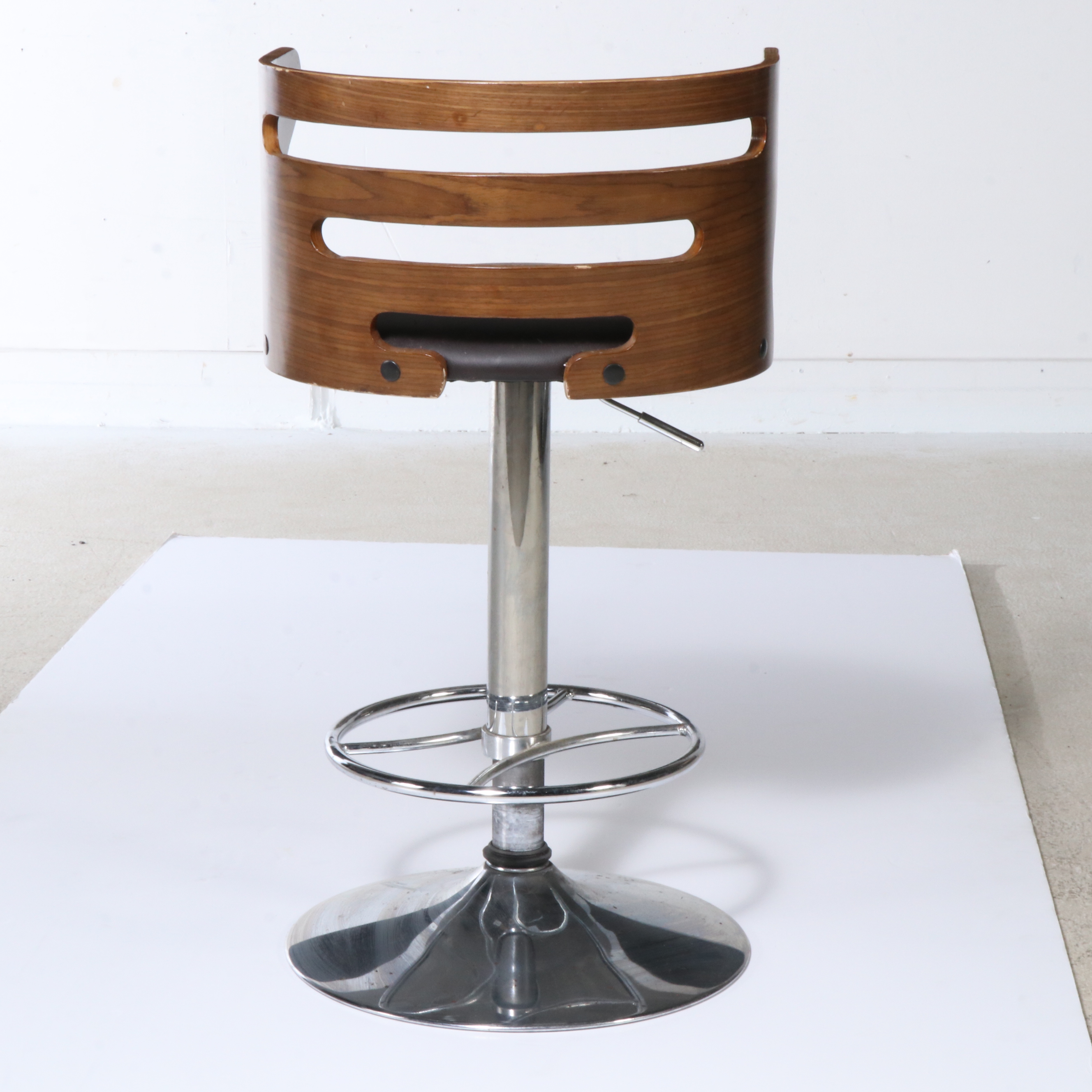 LumiSource Inc. Chrome and Plywood Adjustable Height Barstool