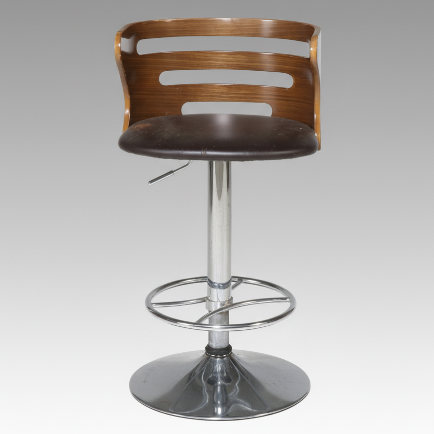 LumiSource Inc. Chrome and Plywood Adjustable Height Barstool