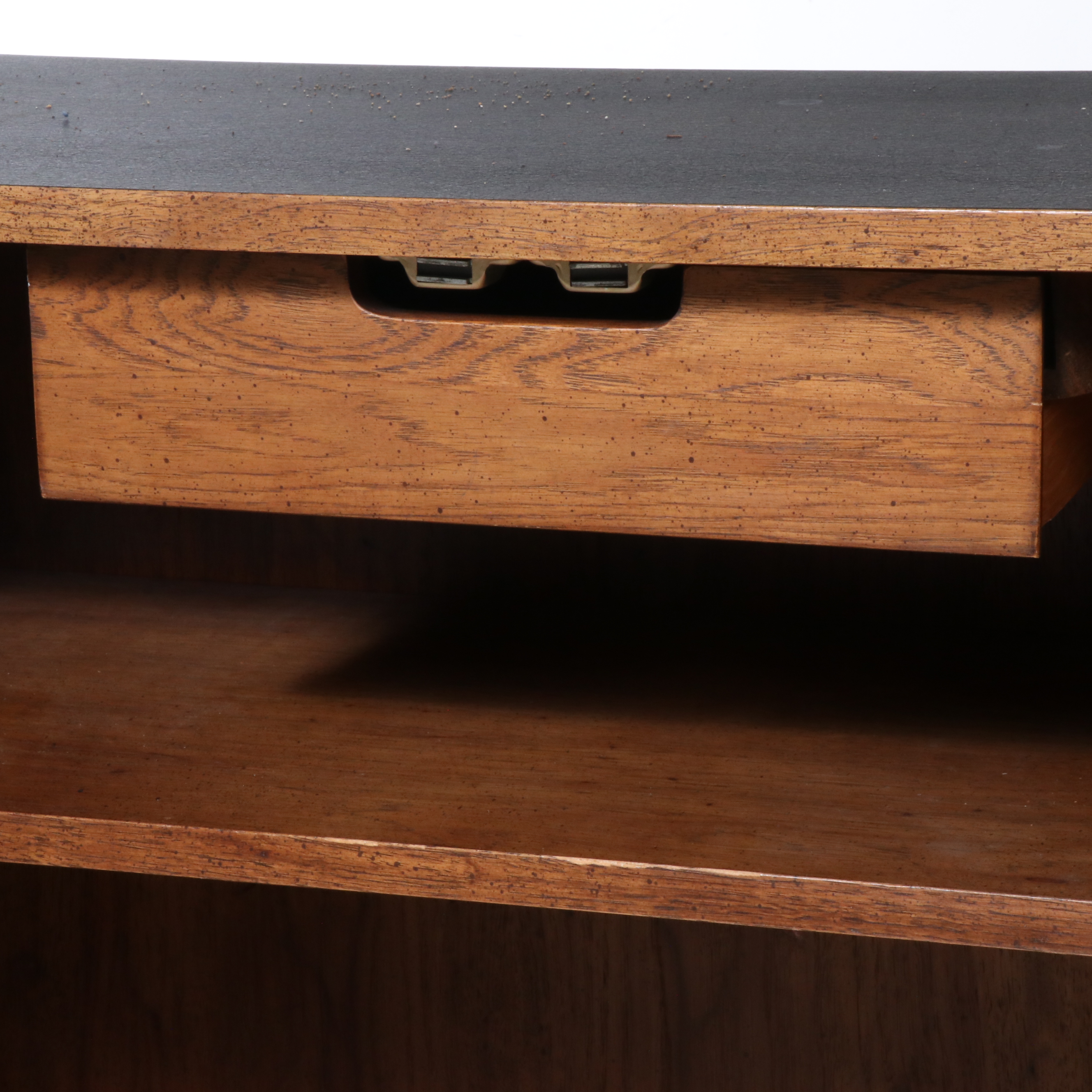 Mid Century Modern Caned Oak Bar Cabinet on Casters, Style of Jack Cartwright